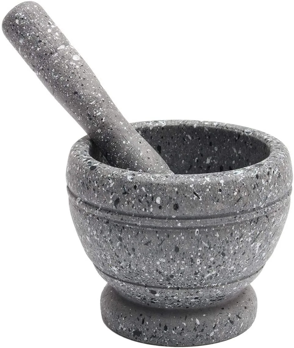 Mortar and Pestle Set, Guacamole Bowl Molcajete Grinder Garlic Spices Herbs Resin Mortar Pestle Set, Great for Guacamole Spice, Cooking Tools Supplies, Small 4.3 Inch Holds 1.5 Cups