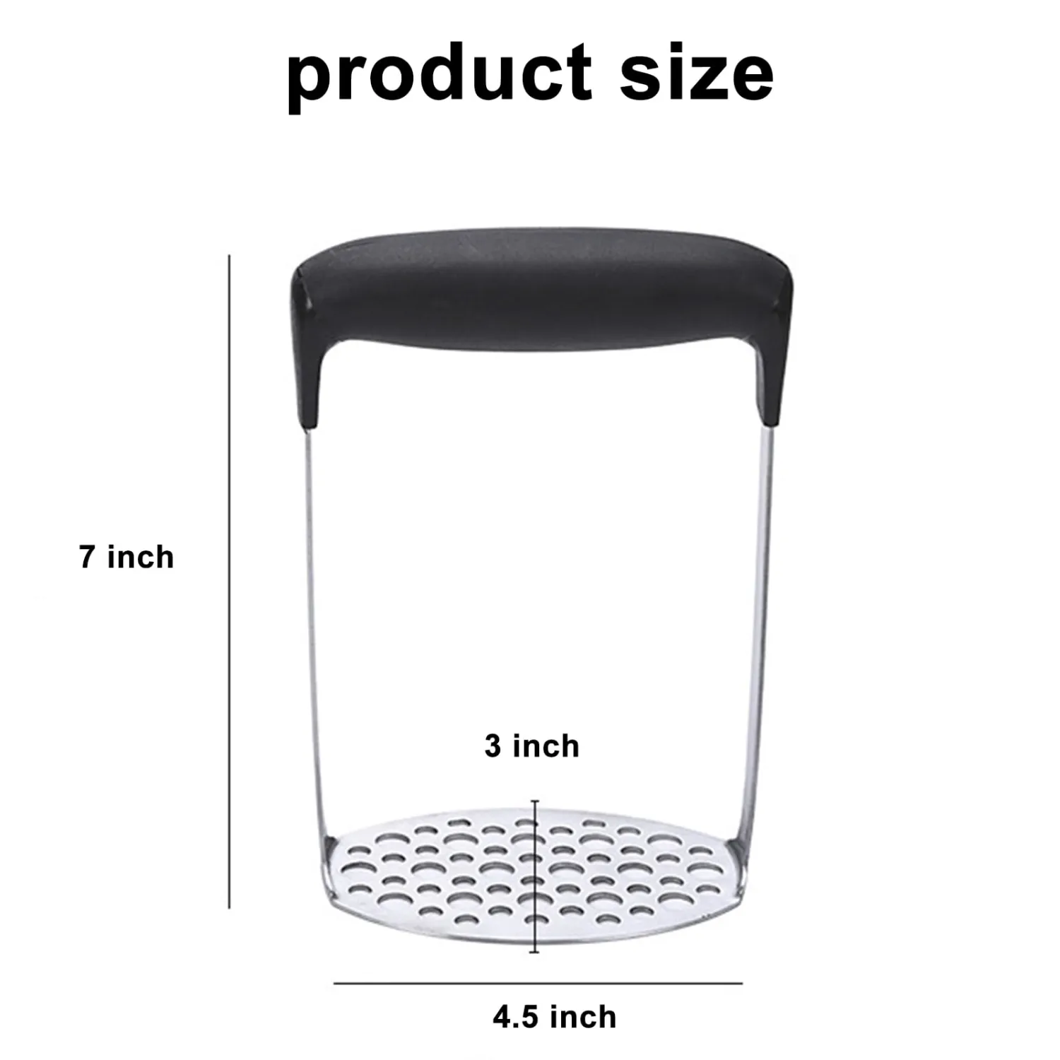 Potato Masher - Stainless Steel Potatoes Masher Kitchen Tool, Mashed Potatos Masher with PP Handle, Great for Potato, Guacamole, Fruits, Avocado, Bean and More, Dishwasher Safe