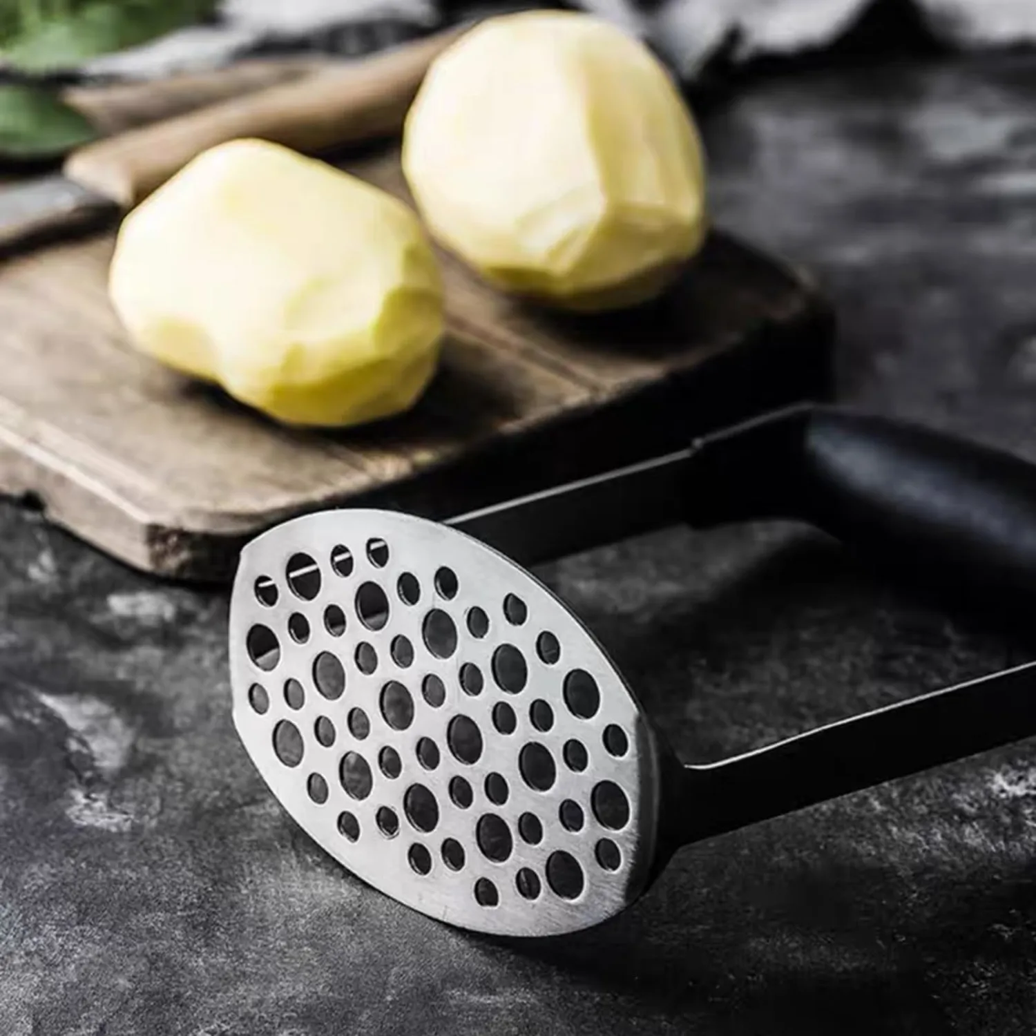 Potato Masher - Stainless Steel Potatoes Masher Kitchen Tool, Mashed Potatos Masher with PP Handle, Great for Potato, Guacamole, Fruits, Avocado, Bean and More, Dishwasher Safe
