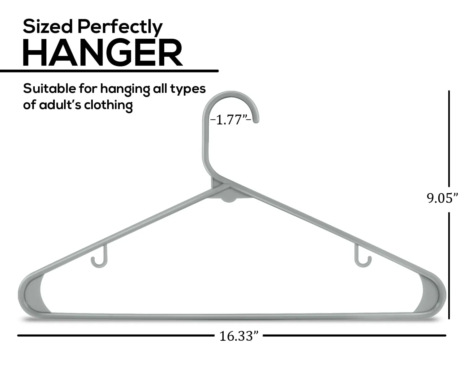 Utopia Home Plastic Hangers 20 Pack - Clothes Hanger with Hooks - Durable & Space Saving for Coat & Other Clothing (Grey)