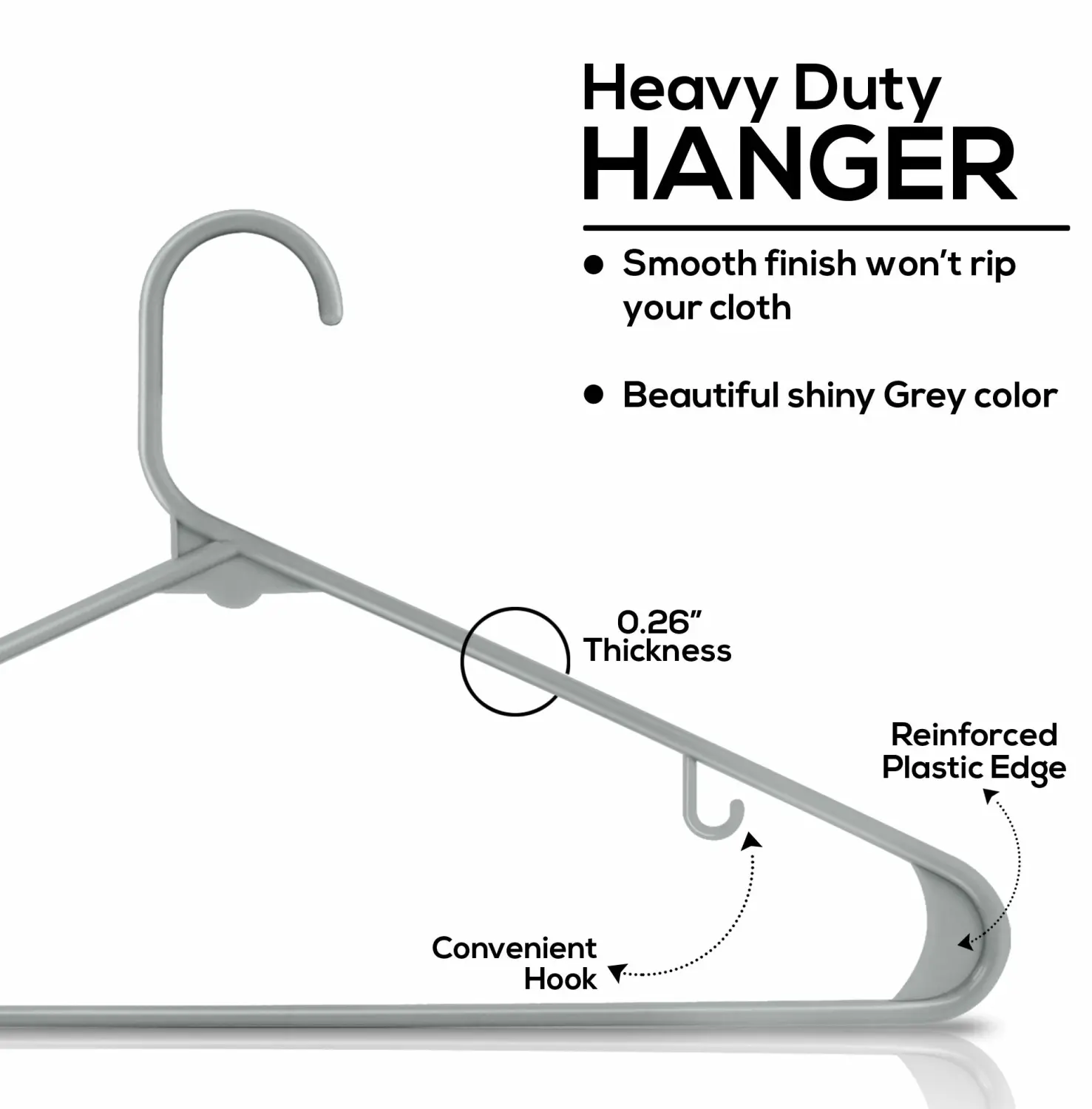 Utopia Home Plastic Hangers 20 Pack - Clothes Hanger with Hooks - Durable & Space Saving for Coat & Other Clothing (Grey)