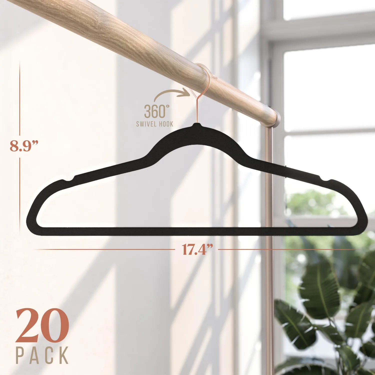 Velvet Hangers 20 Pack - Clothes Hangers Non Slip Felt Hangers - Durable Coat Hanger, Slim Design for Space Saving Hangers - Pants, Suits Or Sweater Hangers - Ganchos para Colgar Ropa Hangars
