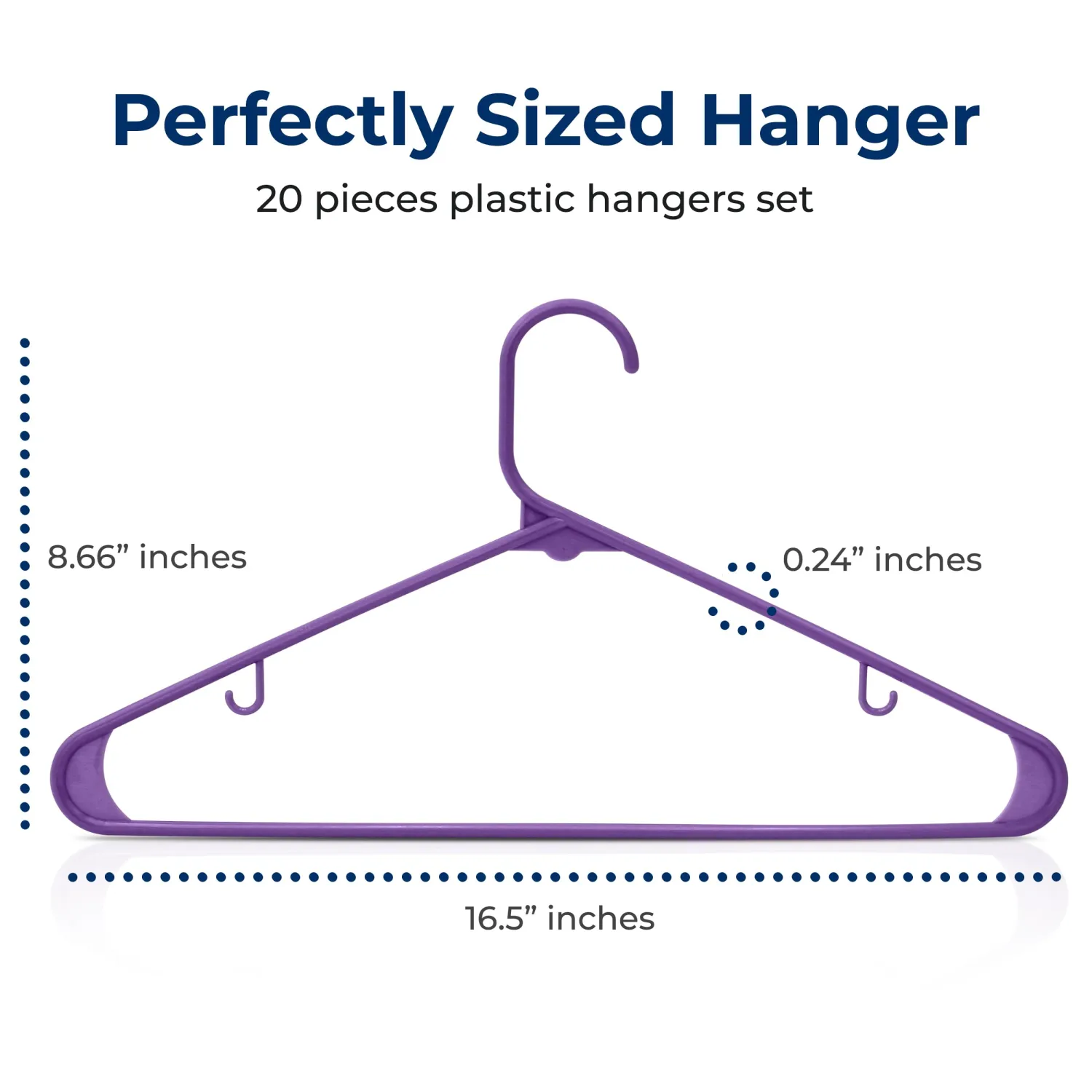 SereneLife 20-Pack Plastic Hangers, Non-Slip, Space-Saving Closet Organizers, Durable and Strong for Shirts, Sweaters, Hoodies, Kids Clothes & Dresses, Ultra-Thin, Lightweight