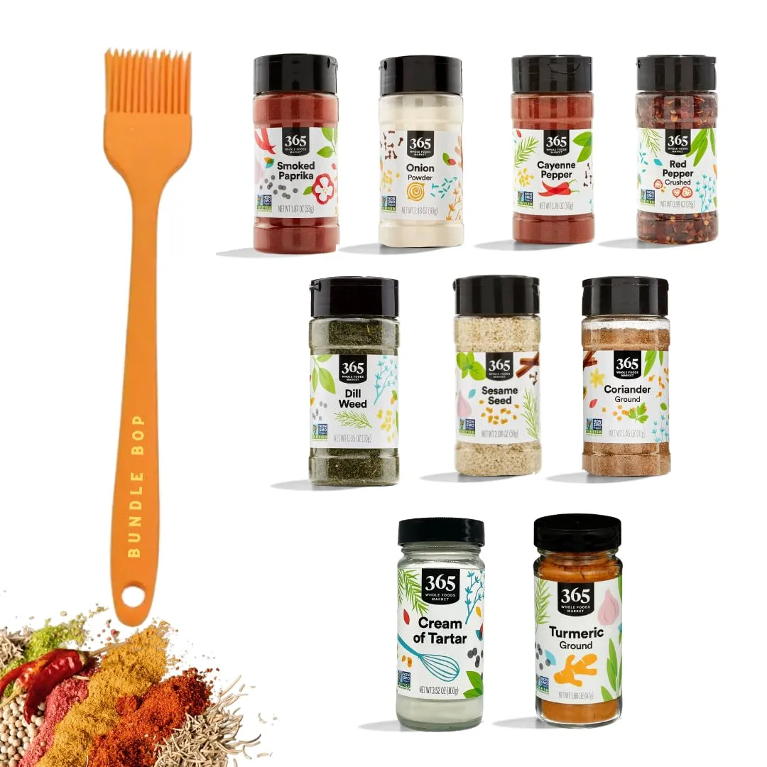 Premium Spices and Seasonings Sets - Variety Pack of 9 Essential Spices, Perfect Starter Spice Set for Pantry, Ideal New Home Gift for Men and Women Who Love to Cook - Spice Set by Bundle Bop