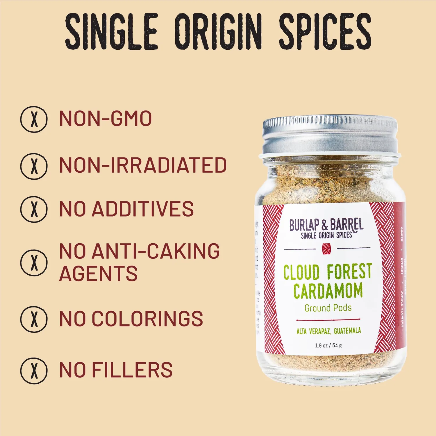 Burlap & Barrel Cloud Forest Cardamom – Sweet & Tart Cardamom Pods with Notes of Summer Fruits & Fresh Herbs – Spice & Powder – As Seen On Shark Tank -1.9oz Glass Jar