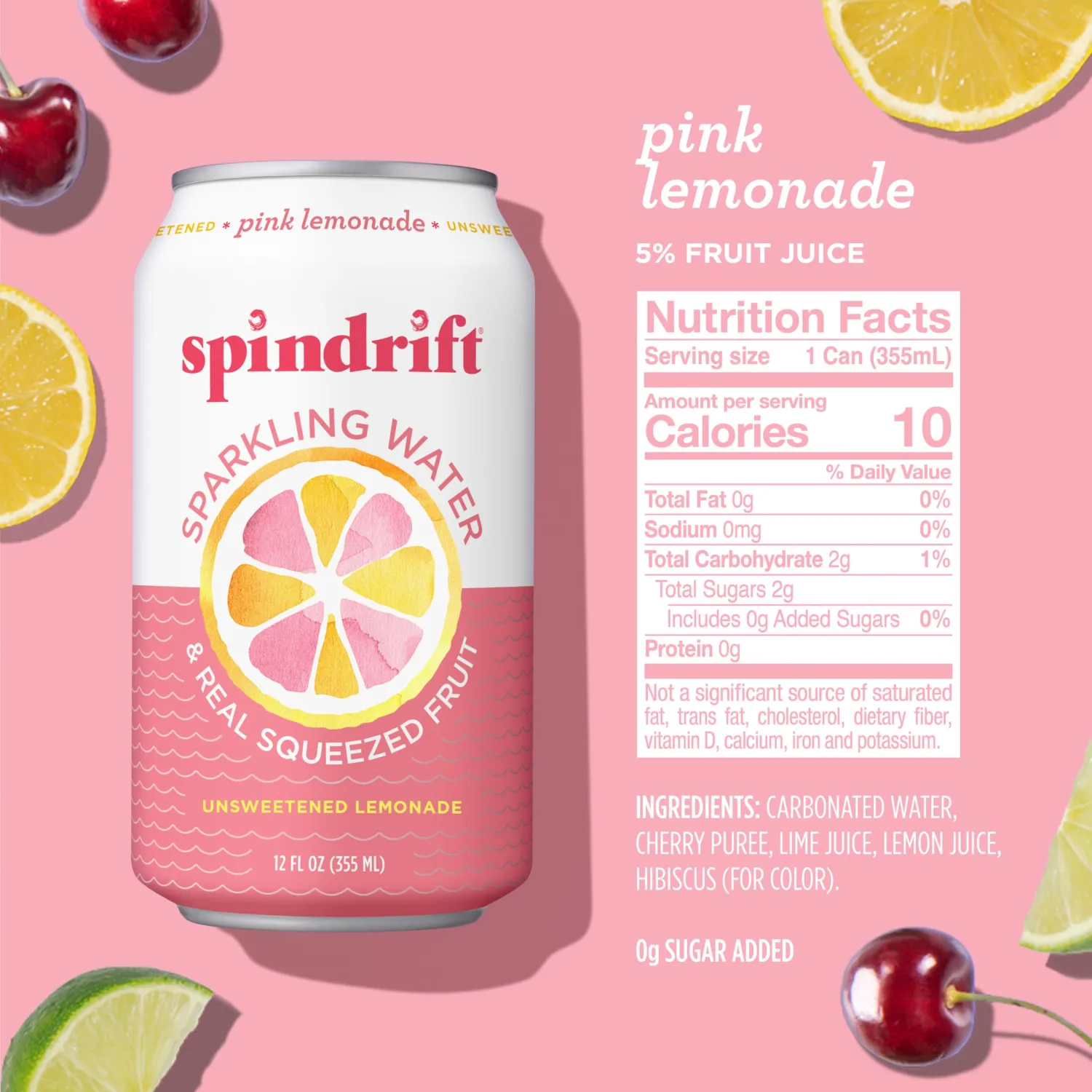 Spindrift Pink Lemonade Can 12 Ounce (Pack of 24)