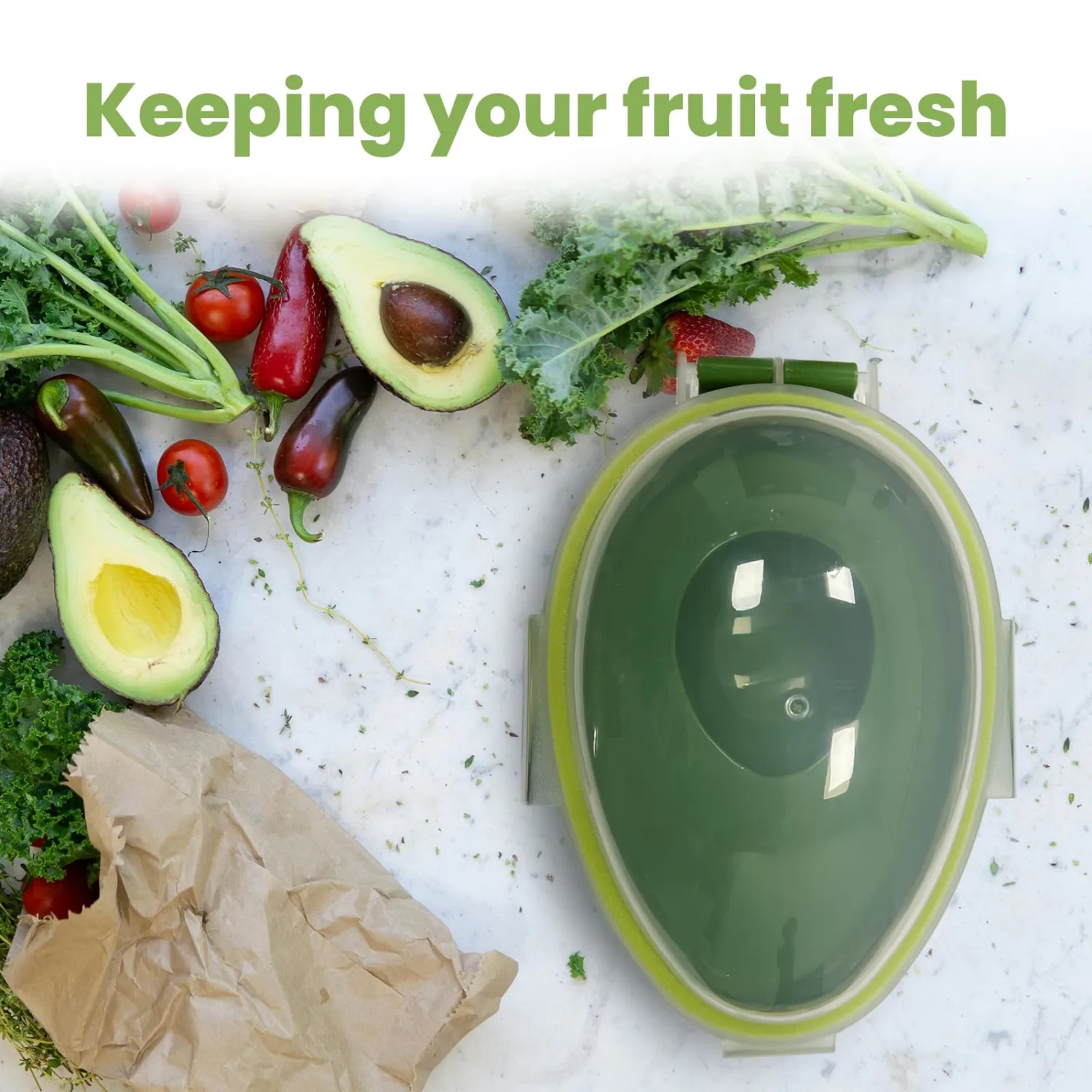 Avocado Saver Holder, Reusable Avocado Keeper, Food Crisper Storage Box Fruit Keeper Avocado Storage Container to Keep Your Avocados Fresh for Days (Green)