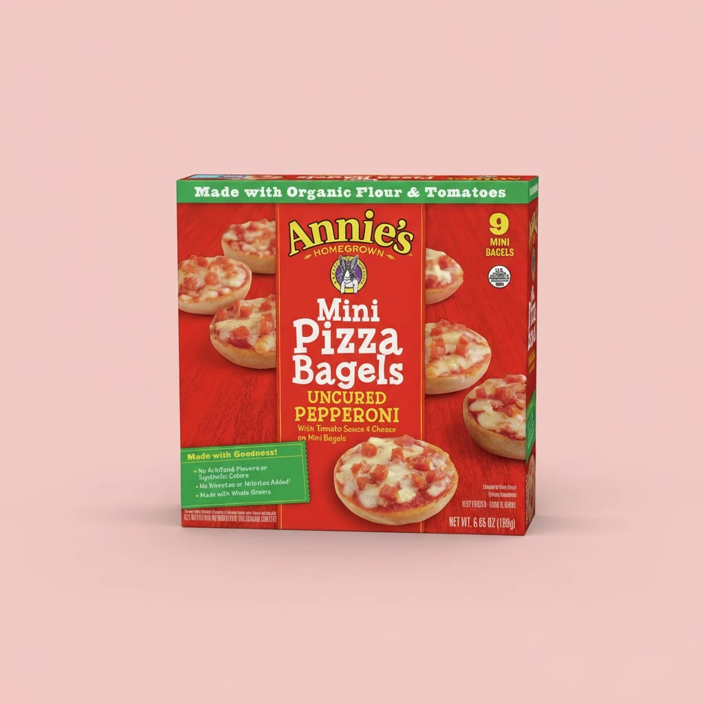 Annie's Mini Frozen Pizza Bagels, Uncured Pepperoni With Tomato Sauce and Cheese, 6.65 oz