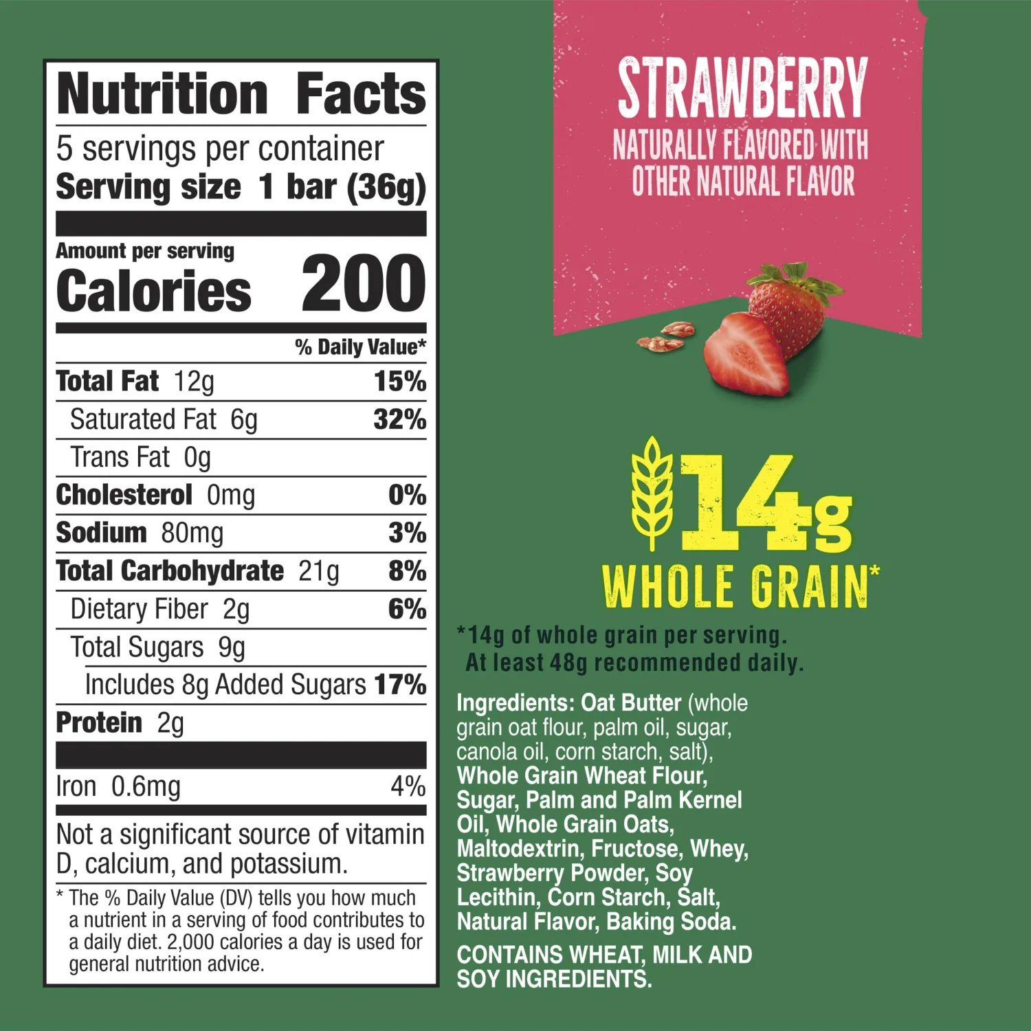 Nature Valley Creamy Wafer Bars, Strawberry, Whole Grain, 5 ct, 6.5 oz | Crispy Whole Grain Wafers, Strawberry Filling, Granola Topping, 14g Whole Grain, No Artificial Flavors