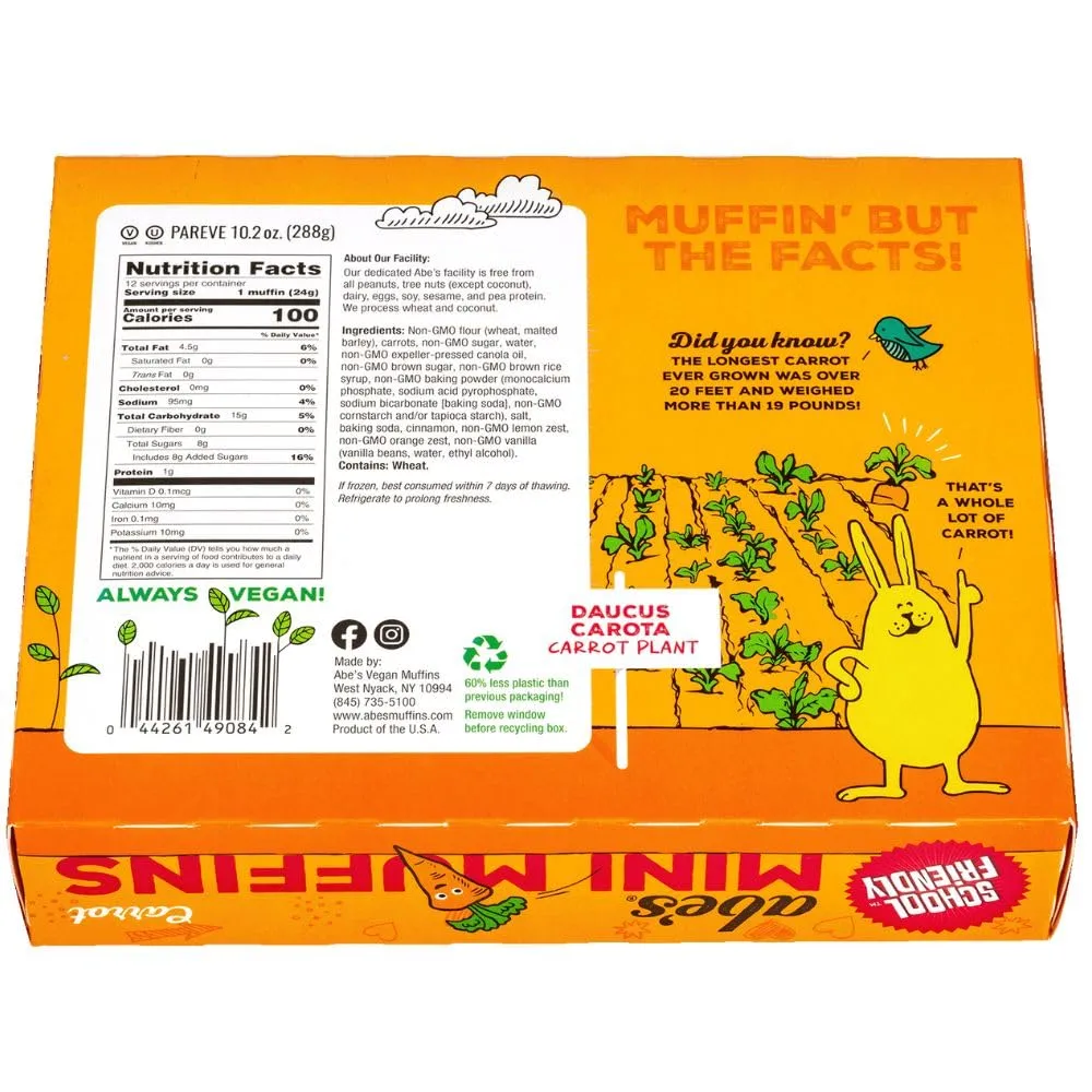 Abe's, Coconut Carrot Vegan Mini Muffins 12 Count