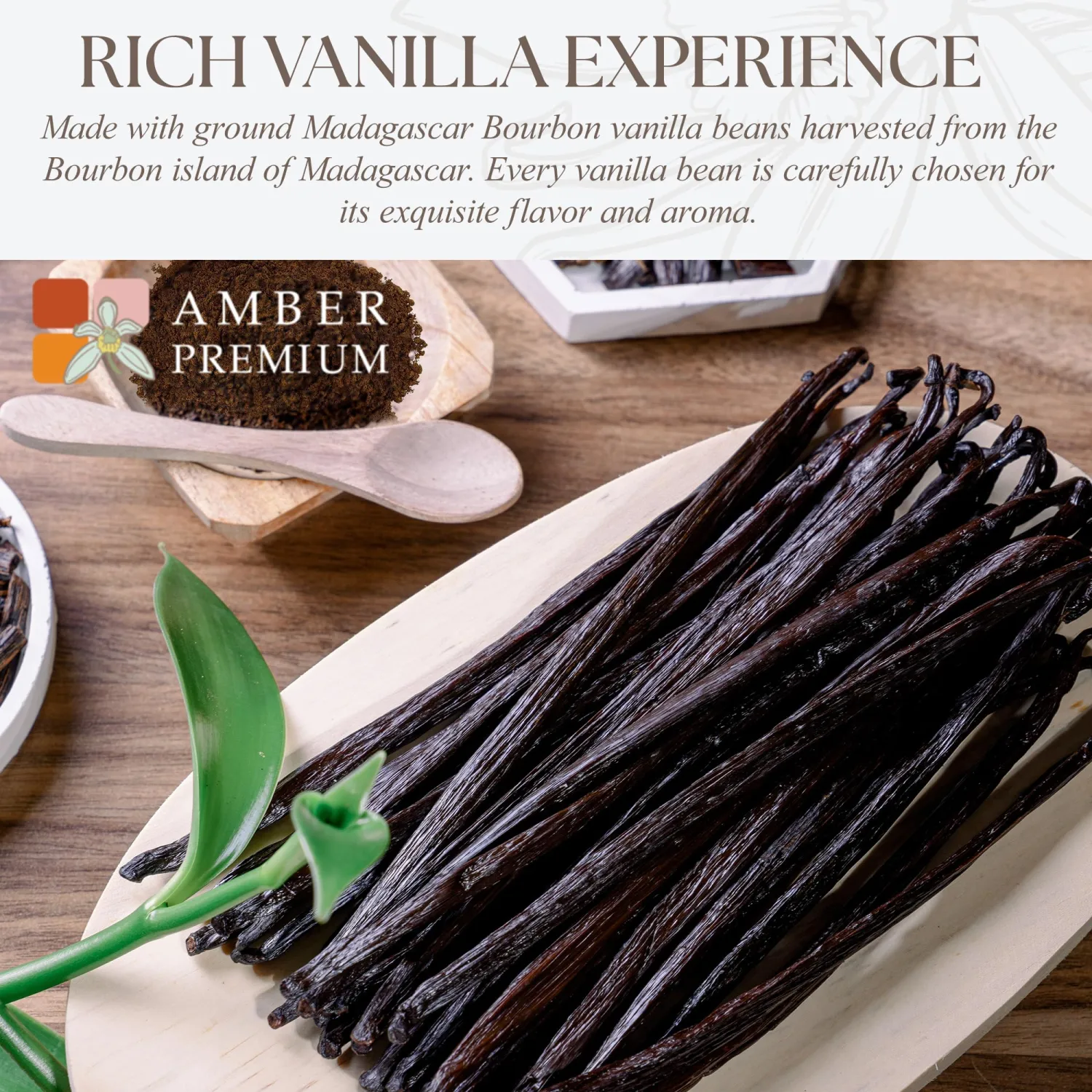 Amber Premium Alcohol Free Vanilla Bean Paste 150g / 4 fl oz (US) - Made with Authentic Madagascar Vanilla Beans - Vegan, Kosher, Chef Recommended for Baking, Desserts, and Pastries