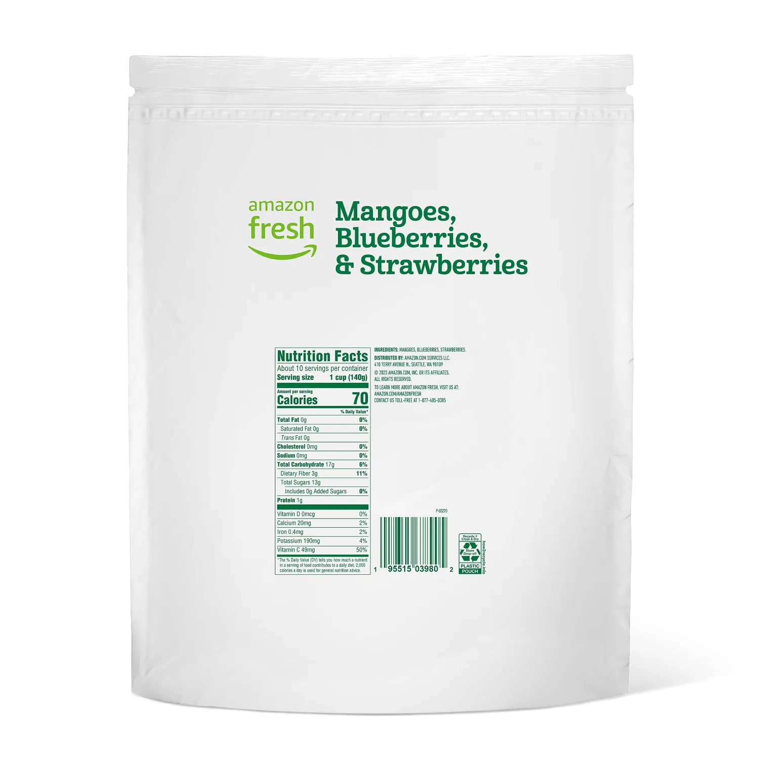 Amazon Fresh, Frozen Mangoes, Blueberries, and Strawberries, 48 Oz