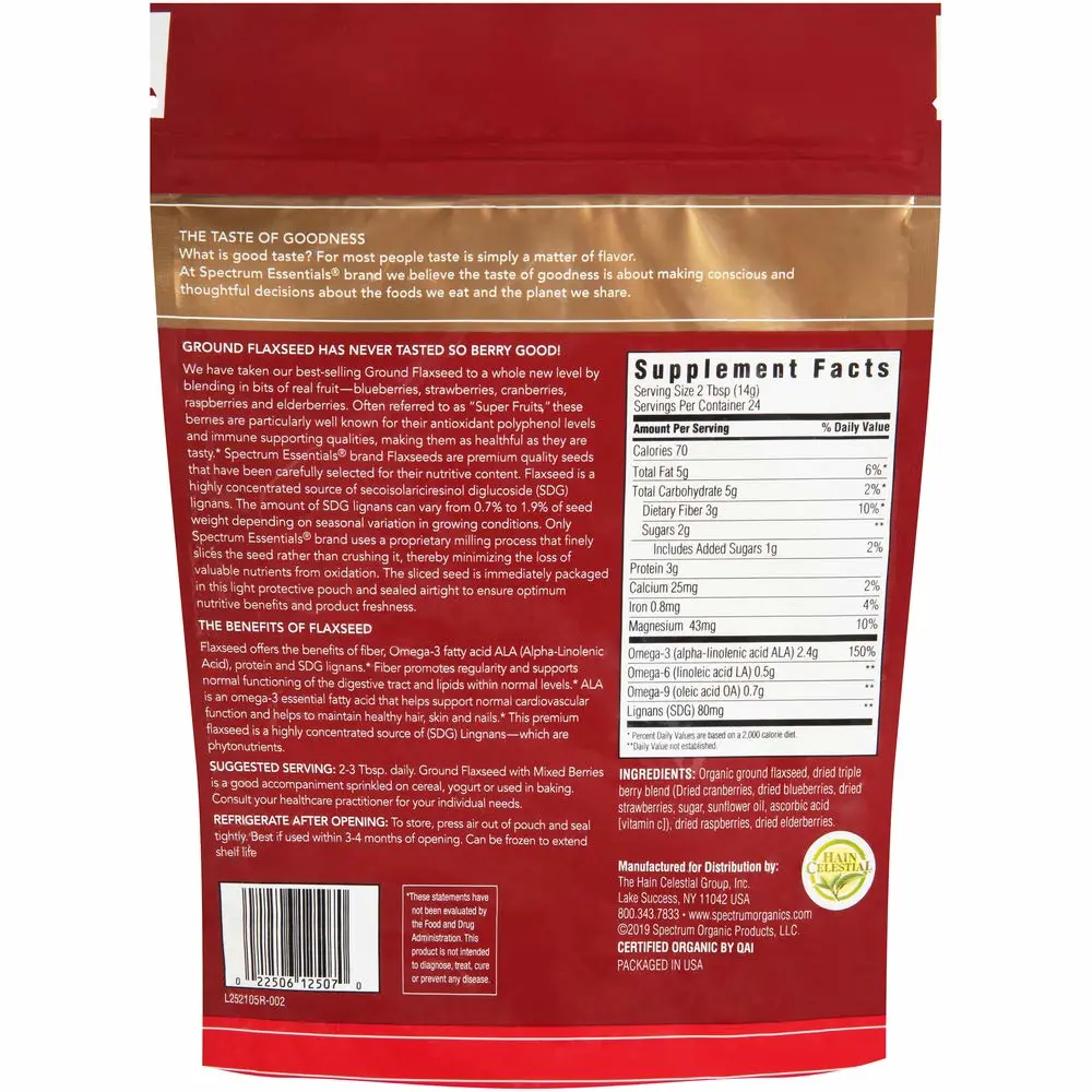 Spectrum Essentials Ground Flaxseed with Mixed Berries, 12 Oz