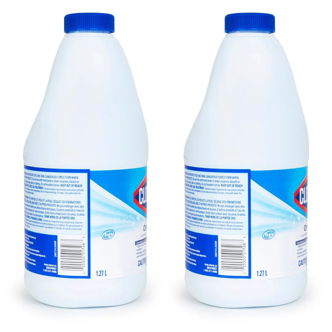 2 - Pack original Bleachh 43 oz Cleaning Cleanser Household Disinfecting and Cleaning Solution Ideal for Kitchens Bathrooms Laundry & More