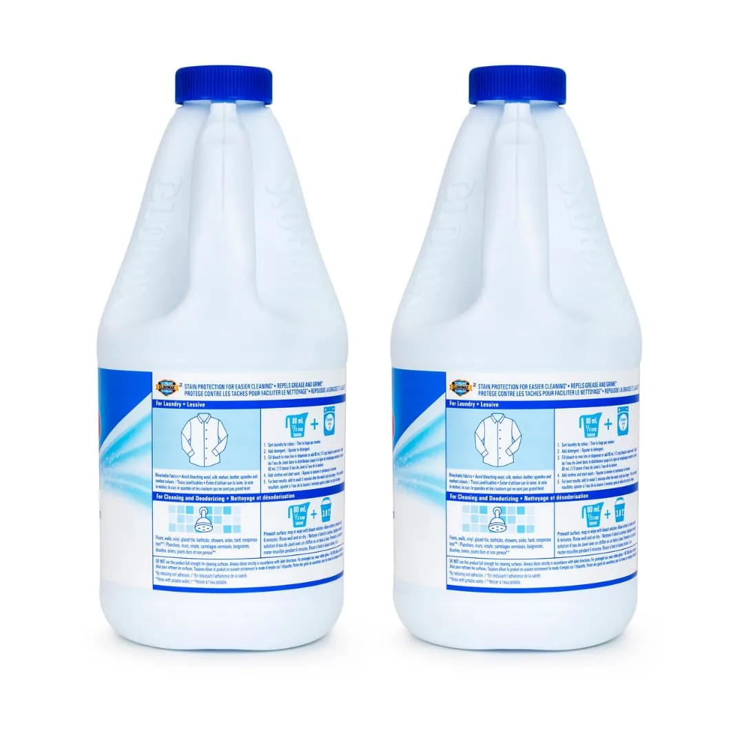2 - Pack original Bleachh 43 oz Cleaning Cleanser Household Disinfecting and Cleaning Solution Ideal for Kitchens Bathrooms Laundry & More
