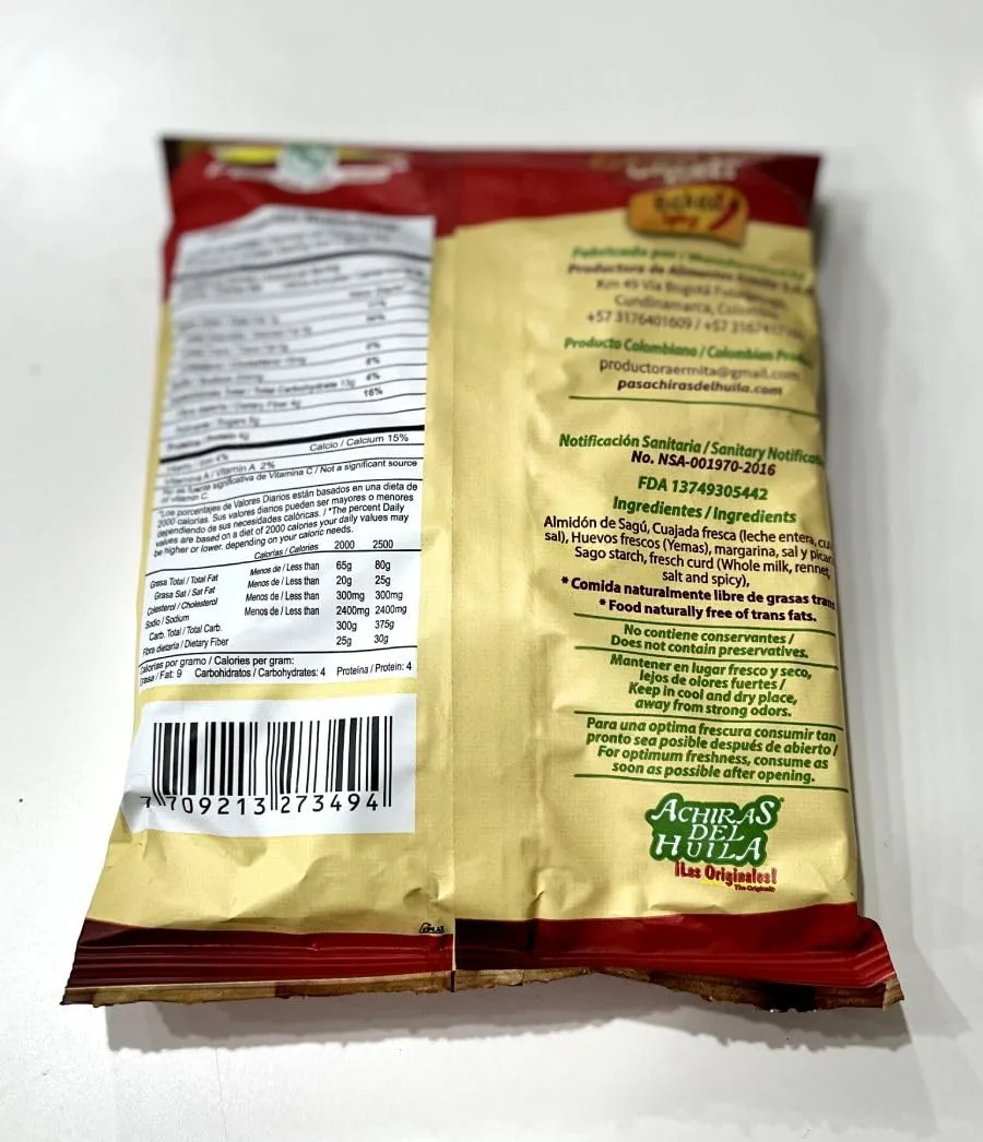 Achiras del Huila Picantes 6 x 60gr/Crunchy Cheese Sticks Spicy 6 x 60gr/2.1Oz