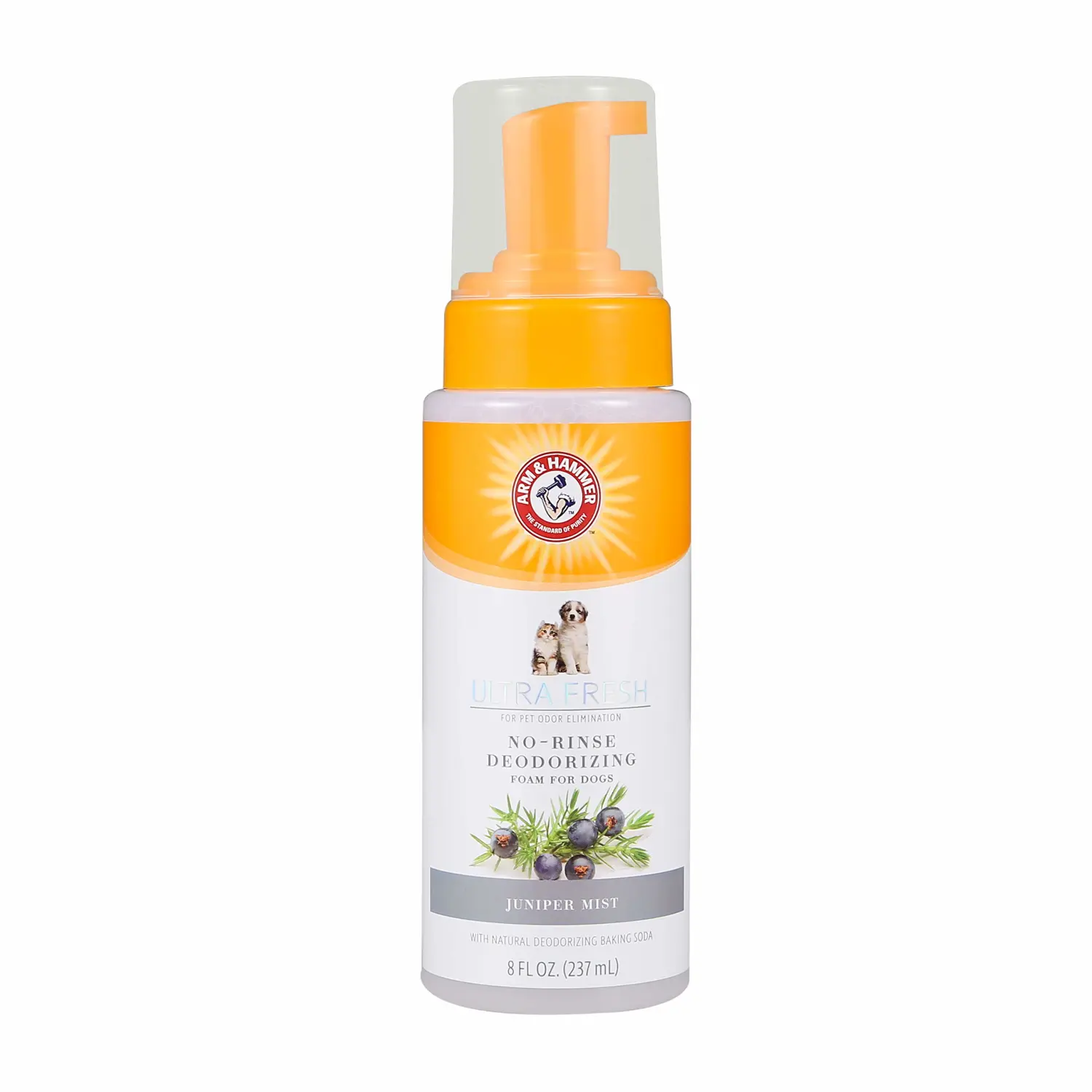 Arm & Hammer for Pets Ultra Fresh Dog Deodorizing Foam, Juniper Mist Scent - No Rinse Waterless Dog Shampoo for Smelly Dogs, Pet Deodorizer, Bathing Supplies, 8 Fl Oz