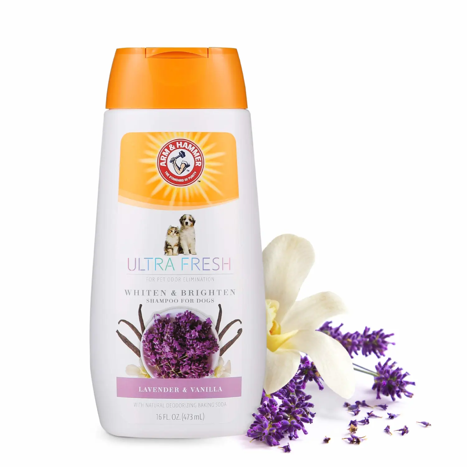 Arm & Hammer Ultra Fresh Whitening and Brightening Dog Shampoo | Baking Soda Neutralizes Bad Odors | Pet Shampoo in Calming Lavender and Vanilla Scent, 16 Fl Oz