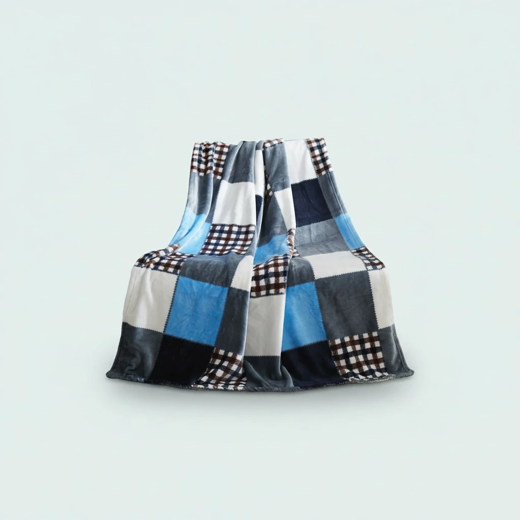 Tache Blue Lake Farmhouse Super Soft Micro Fleece Plaid Patchwork Plush Lightweight Dual-Sided Decorative Couch, Sofa, Travel, Lap, Bed Throw Blanket, 50x60