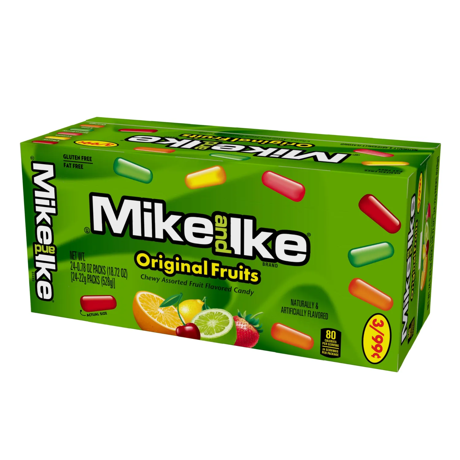 Mike and Ike Original Fruits Candy, 0.78 Ounce Box (Pack of 24-18.72 Ounce Total), Chewy Candy, Vending Machine Candy