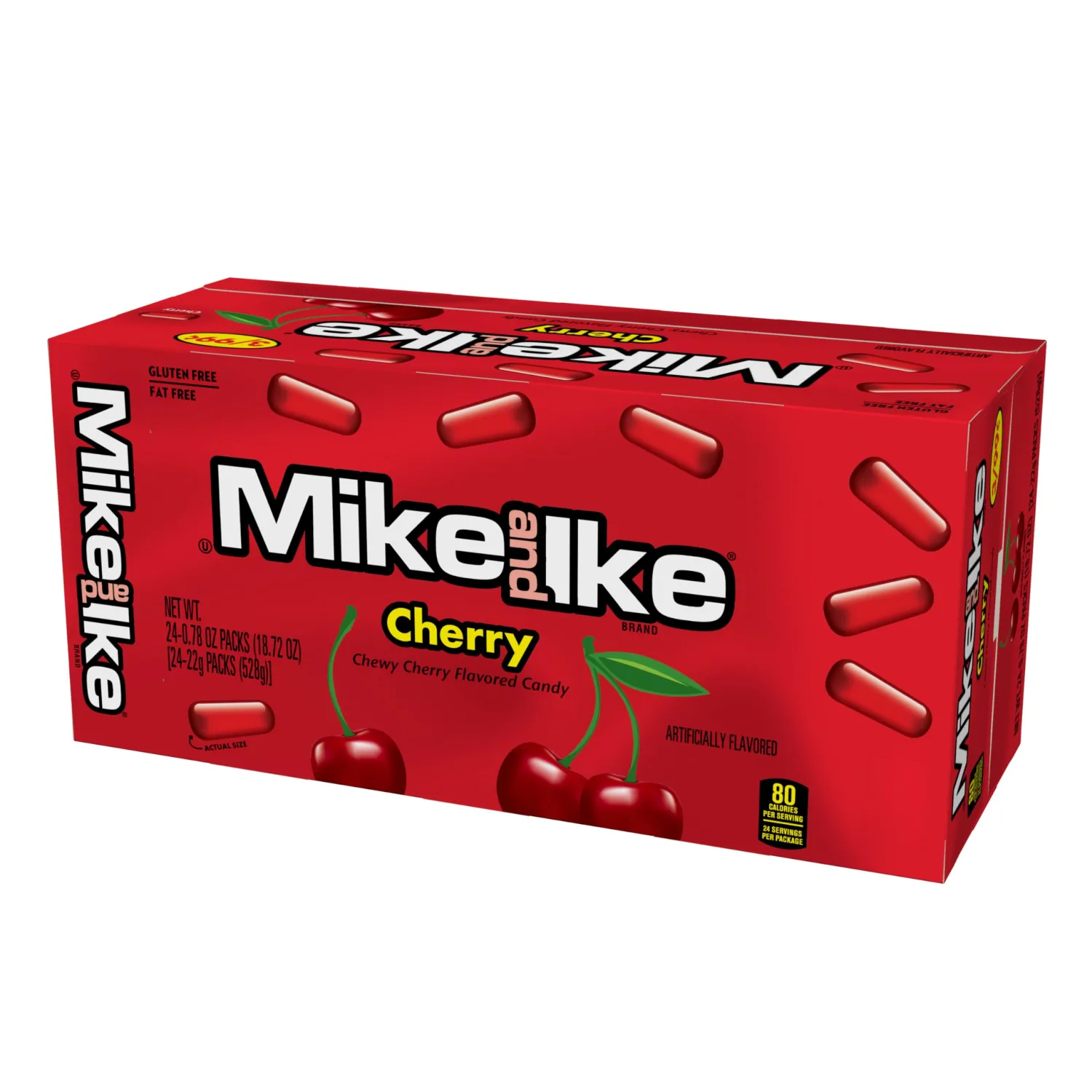 Mike and Ike Cherry Candy, 0.78 Ounce Box (Pack of 24), Chewy Candy, Vending Machine Candy, Red Candy