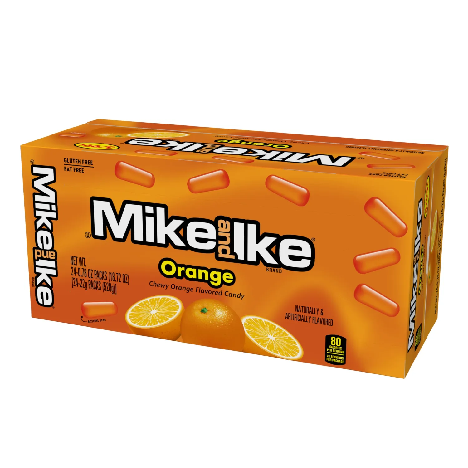 Mike and Ike Orange Candy, 0.78 Ounce Box (Pack of 24), Chewy Candy, Vending Machine Candy, Orange Candy