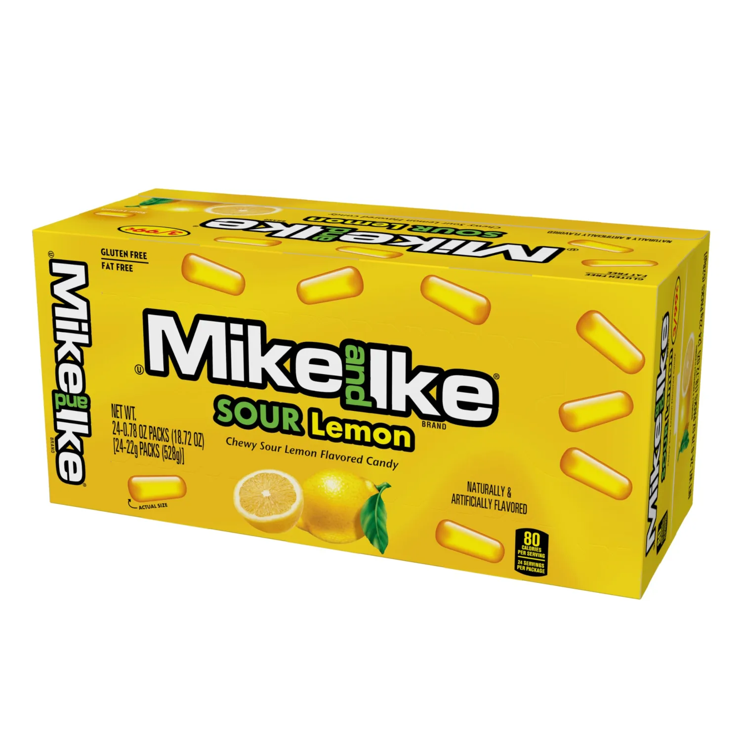 Mike and Ike Sour Lemon Candy, 0.78 Ounce Box (Pack of 24), Chewy Candy, Vending Machine Candy, Yellow Candy