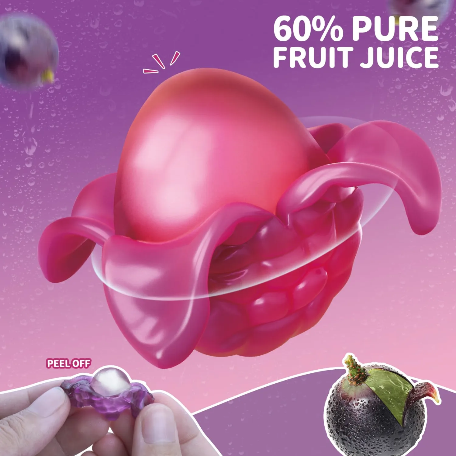 Amos Peelable Gummy Grape, Peelerz Gummy Grape Peeling Candy,Resealable 2.19oz Bag Fruit Gummies(Pack of 3)
