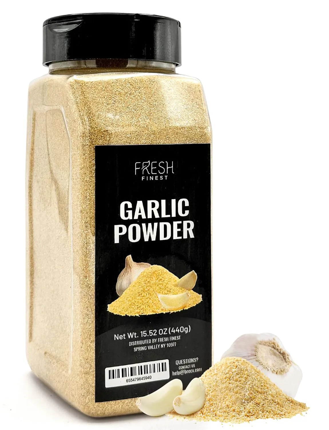 Fresh Finest Premium Garlic Powder - 15.52oz Bottle - 100% Pure, Non-GMO, Gluten-Free, Ground Garlic Spice for Cooking