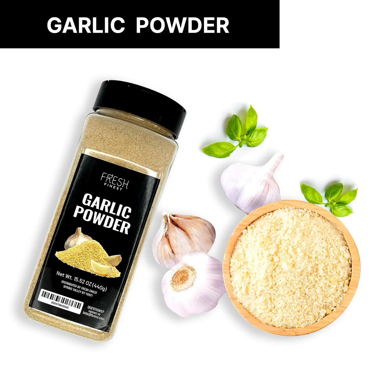 Fresh Finest Premium Garlic Powder - 15.52oz Bottle - 100% Pure, Non-GMO, Gluten-Free, Ground Garlic Spice for Cooking