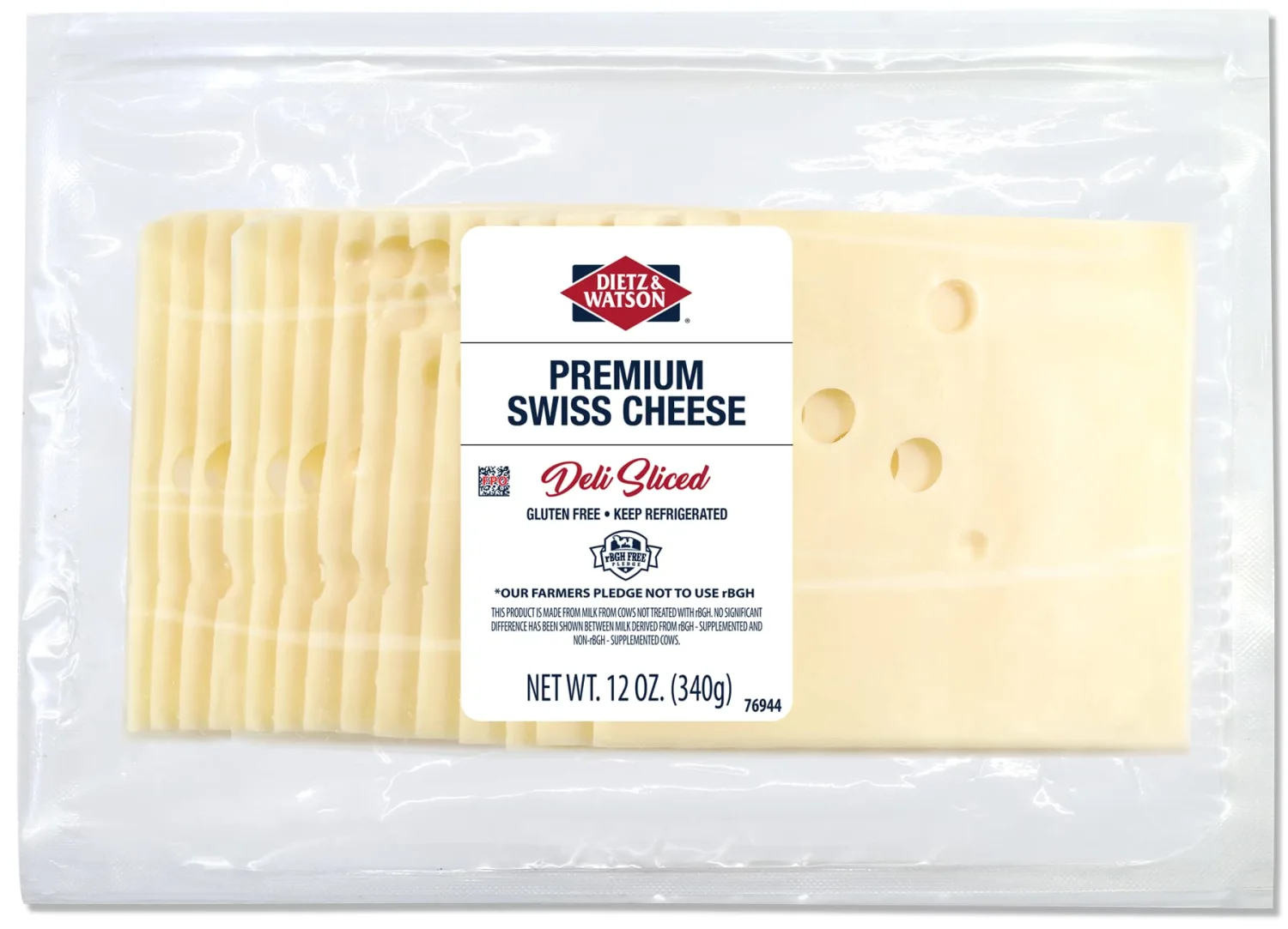 Dietz & Watson Deli-Sliced Premium Swiss Cheese, 12 oz.