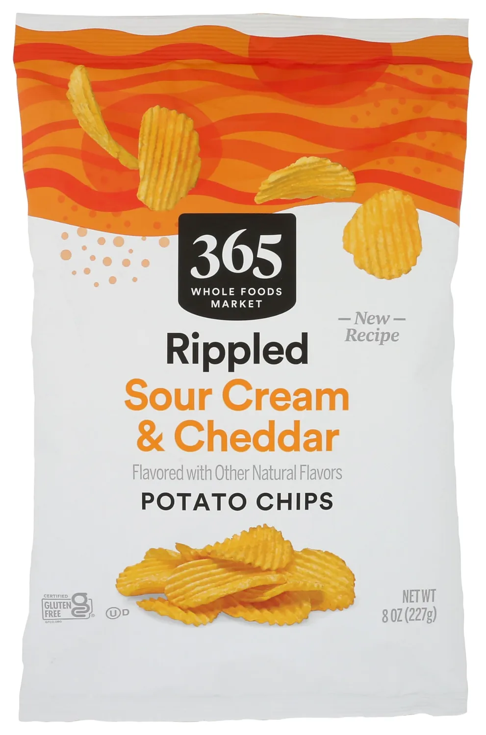 365 By Whole Foods Market, Potato Chips Rippled Cheddar & Sour Cream, 8 Ounce