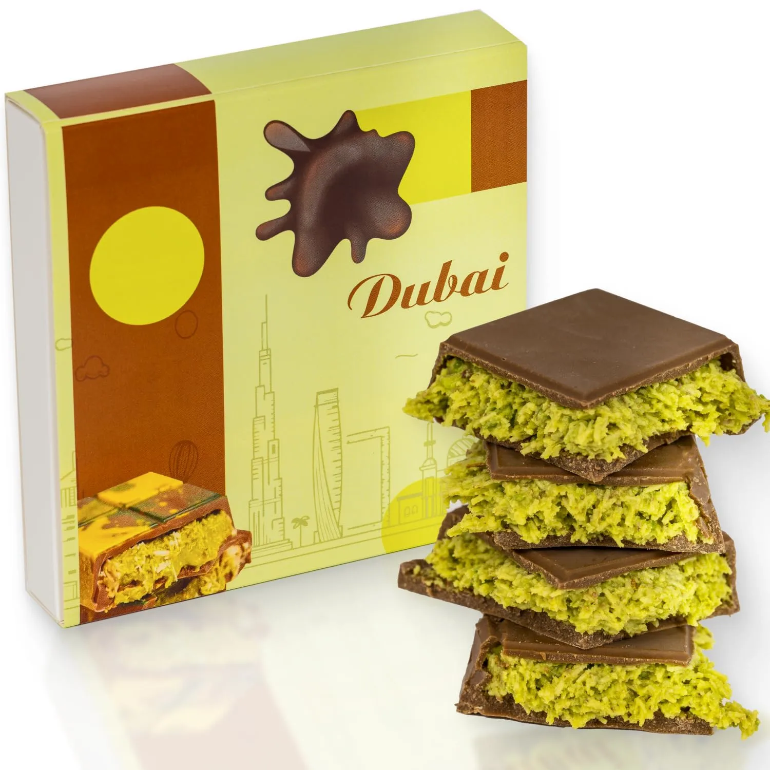Dubai Chocolate Bar with Pistachio – 3.5 oz – Handmade Viral Dubai Chocolate – Crispy Shredded knafeh with Rich Chocolate, Ready to Eat, Perfect for Christmas (Pack of 1)