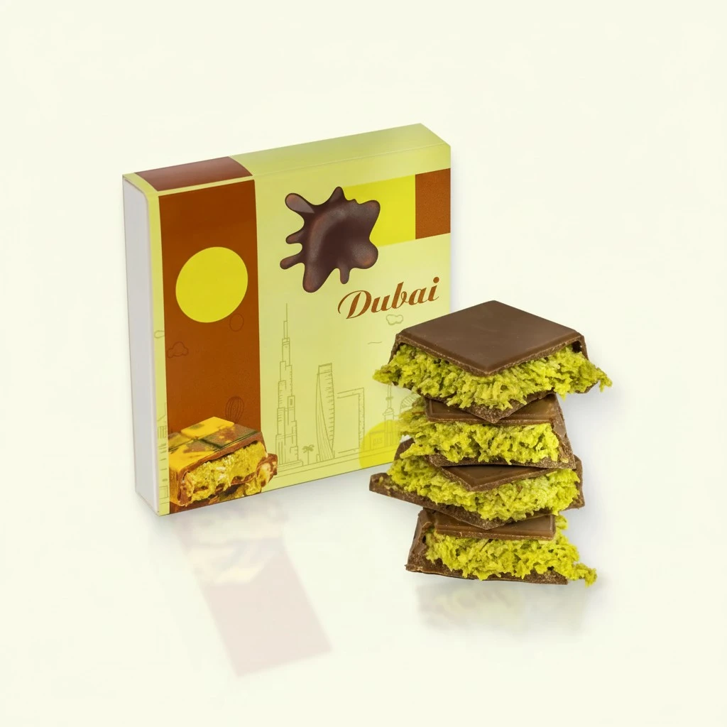 Dubai Chocolate Bar with Pistachio – 3.5 oz – Handmade Viral Dubai Chocolate – Crispy Shredded knafeh with Rich Chocolate, Ready to Eat, Perfect for Christmas (Pack of 1)