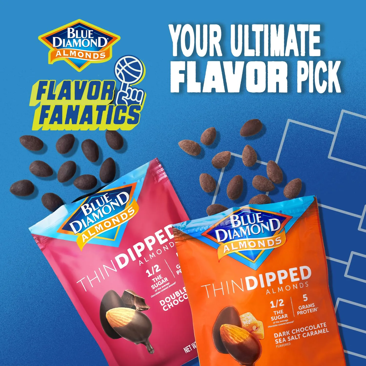 Blue Diamond Almonds, Dark Chocolate Sea Salt Caramel Covered Thin Dipped Snack Nuts for Guilt-Free Snacking with Half the Sugar, Perfect for Gathering, Holidays, or Craving a Sweet Treat, 4oz. Resealable Bag