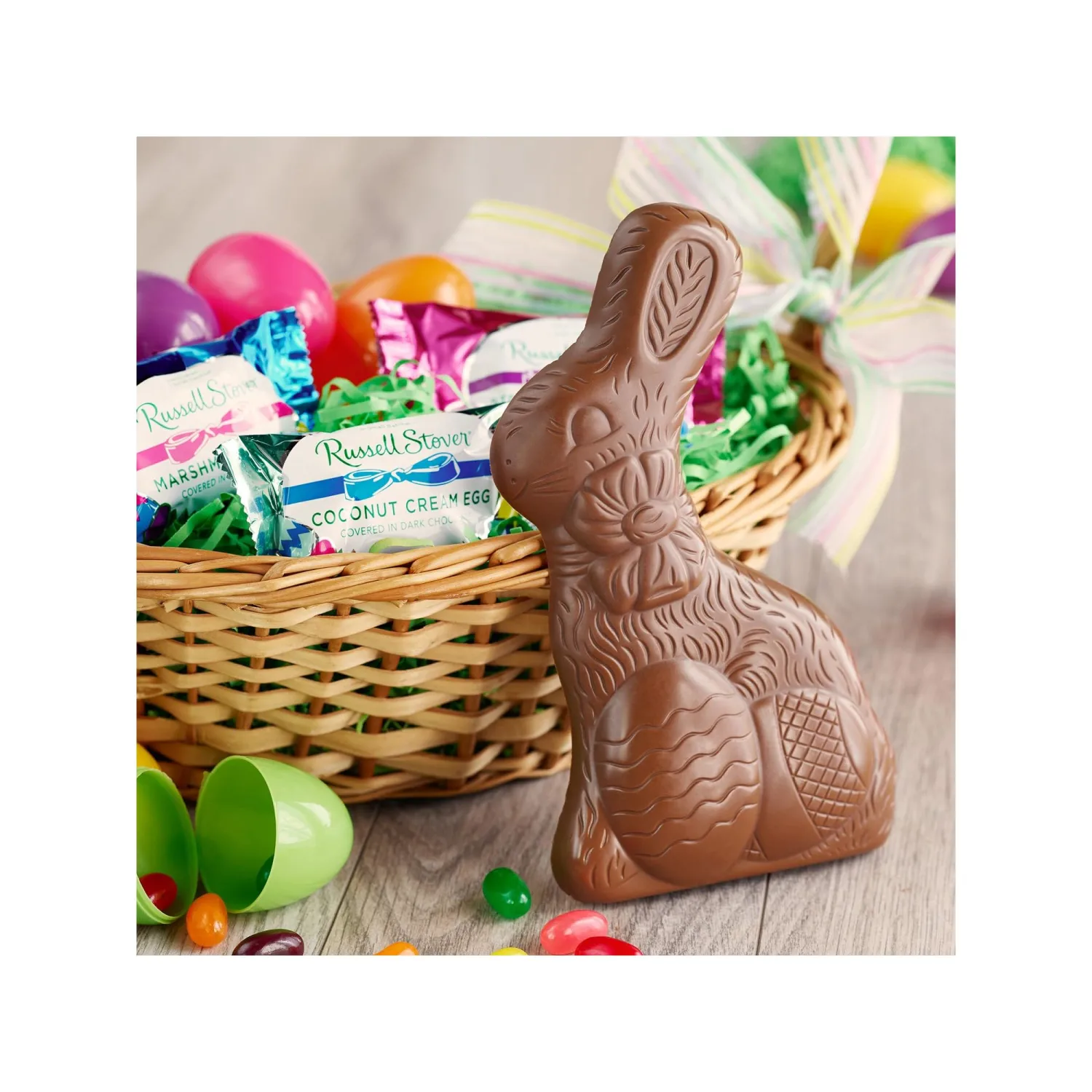Milk Chocolate Bunnies - Pack of 2 - Solid Milk Chocolate - Smiling Sweets - Perfect for Easter Baskets and For Sharing with Friends and Family - Great Taste