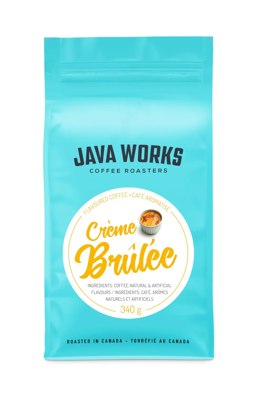 Java Works Coffee - Crème Brulee Flavored Coffee | 12 ounces | Medium Roast | Whole Bean | No Sugar Added