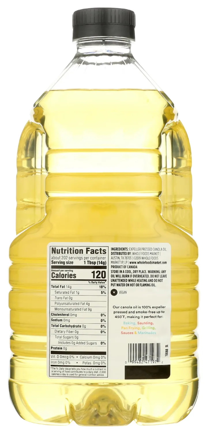 365 by Whole Foods Market, Canola Cooking Oil, 101.4 Fl Oz