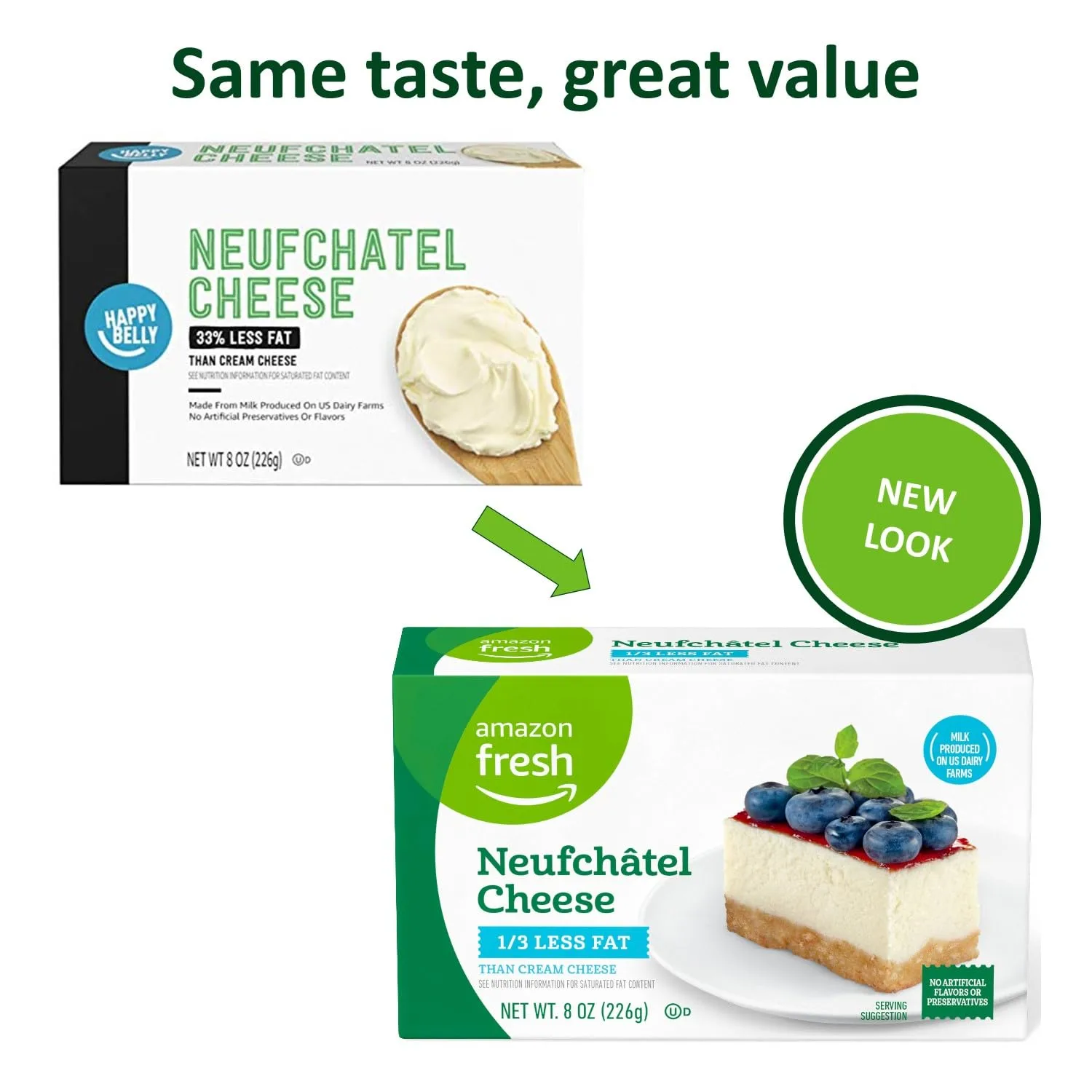 Amazon Fresh, Neufchâtel Cheese, 8 Oz (Previously Happy Belly, Packaging May Vary)