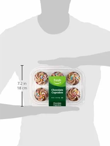 Amazon Fresh Brand, Chocolate Cupcakes, 11.2 Oz, Frozen, 6 Count