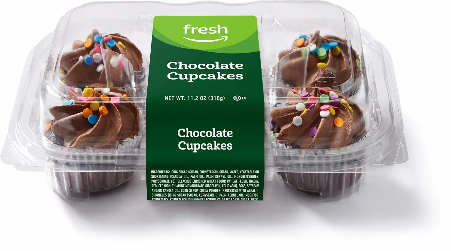Amazon Fresh Brand, Chocolate Cupcakes, 11.2 Oz, Frozen, 6 Count