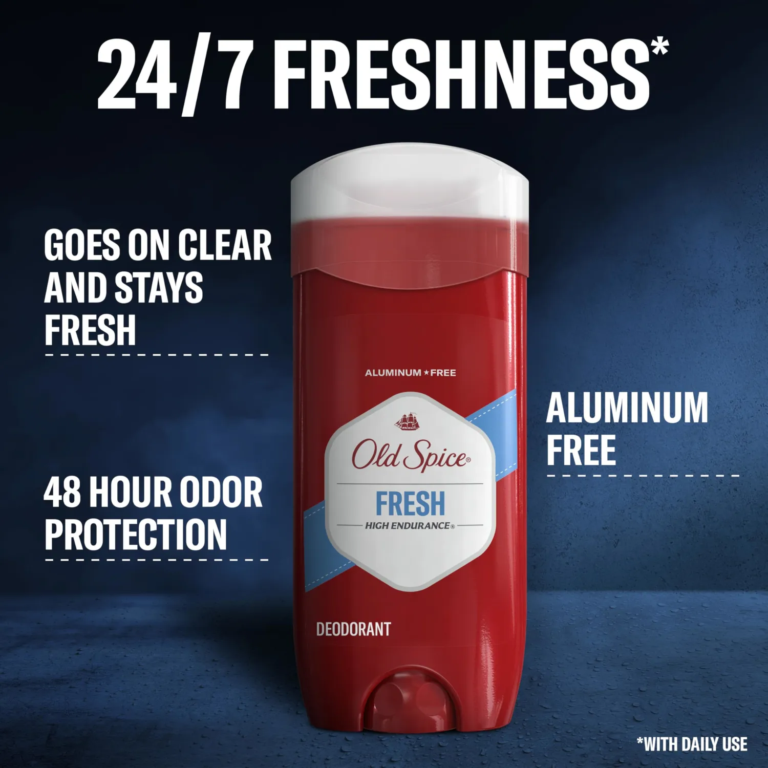Old Spice Aluminum Free Deodorant for Men, 24/7 Freshness & Lasting Legendary Fragnance, 24/7 Sweat & Odor Protection, High Endurance, Fresh Scent, 3.4 oz (Pack of 3)