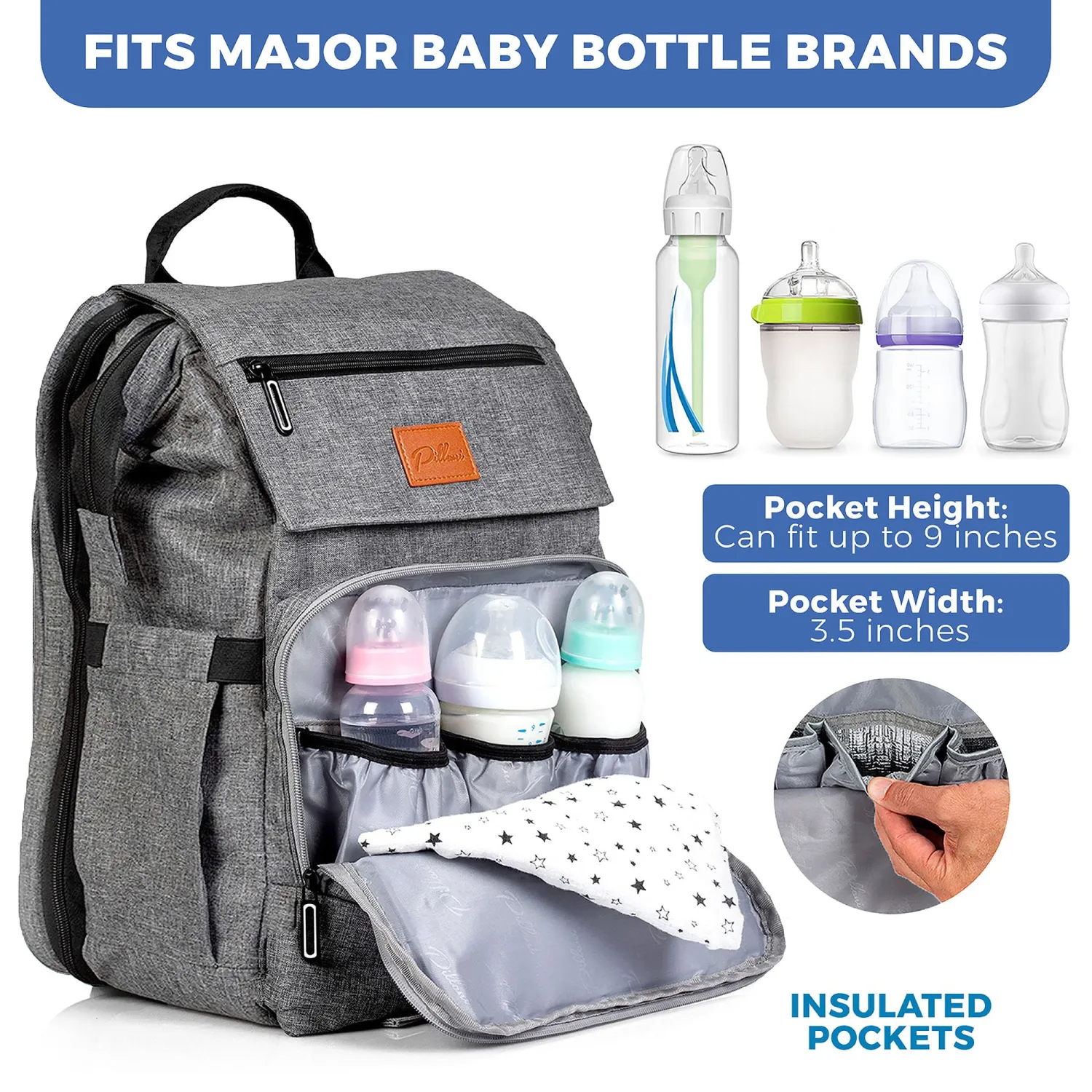 PILLANI Baby Diaper Bag Backpack - Baby Bag for Boys & Girls - Diaper Backpack - Large Travel Diaper Bags with Changing Pad - Baby Registry Search & Baby Shower Gifts - Newborn Essentials Must Haves