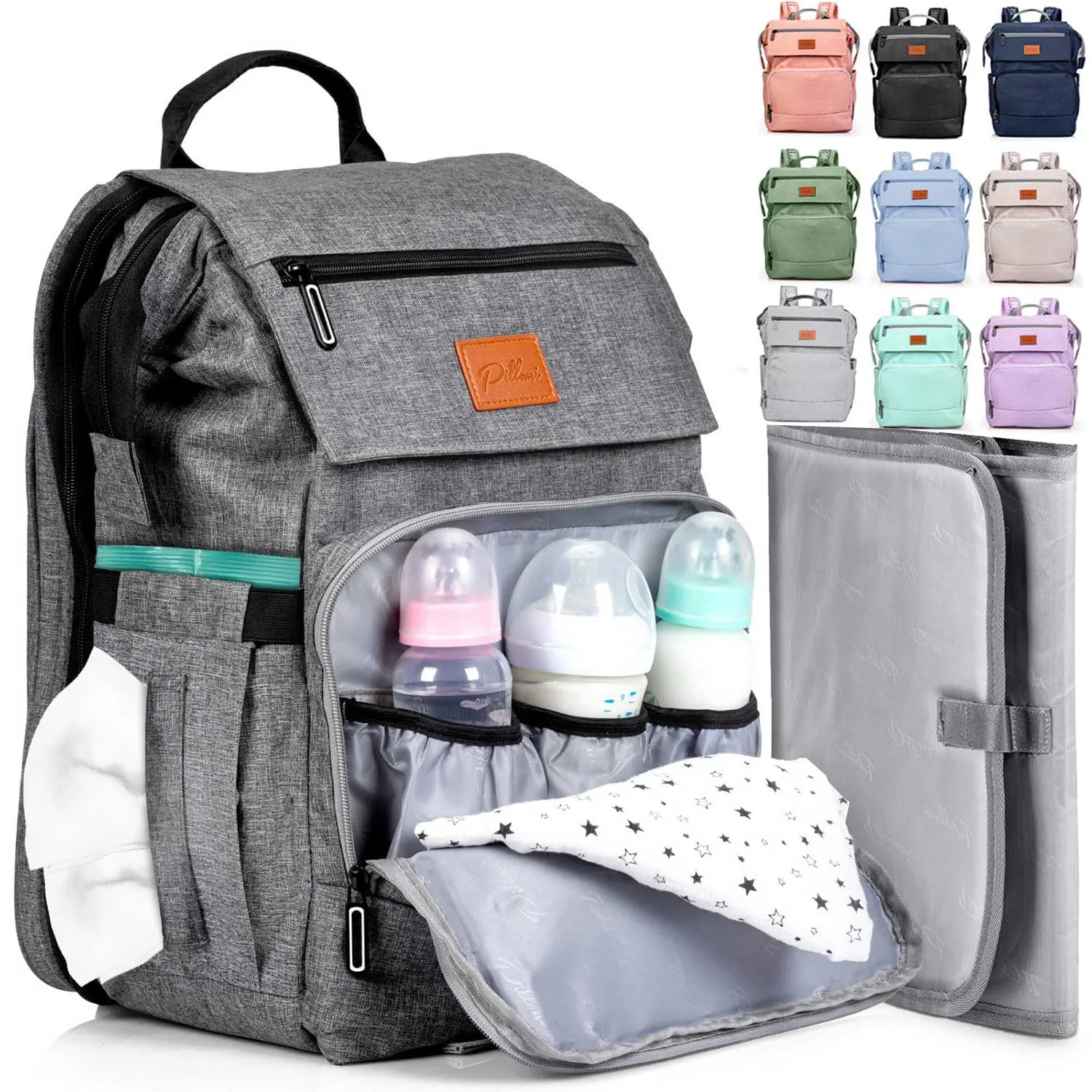 PILLANI Baby Diaper Bag Backpack - Baby Bag for Boys & Girls - Diaper Backpack - Large Travel Diaper Bags with Changing Pad - Baby Registry Search & Baby Shower Gifts - Newborn Essentials Must Haves
