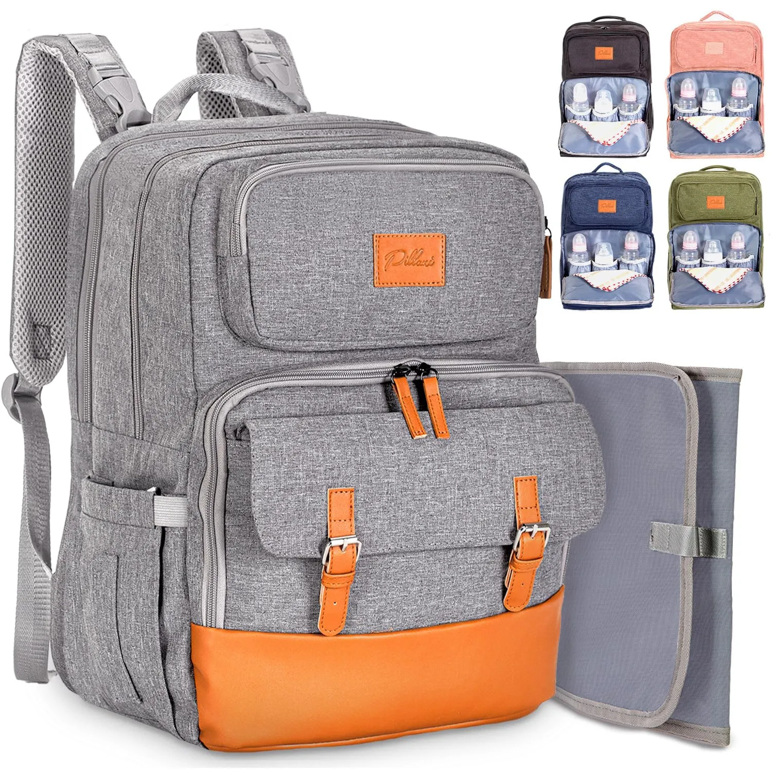 PILLANI Baby Diaper Bag Backpack - Baby Bag for Boys & Girls - Diaper Backpack - Large Travel Diaper Bags with Changing Pad - Baby Registry Search & Baby Shower Gifts - Newborn Essentials Must Haves