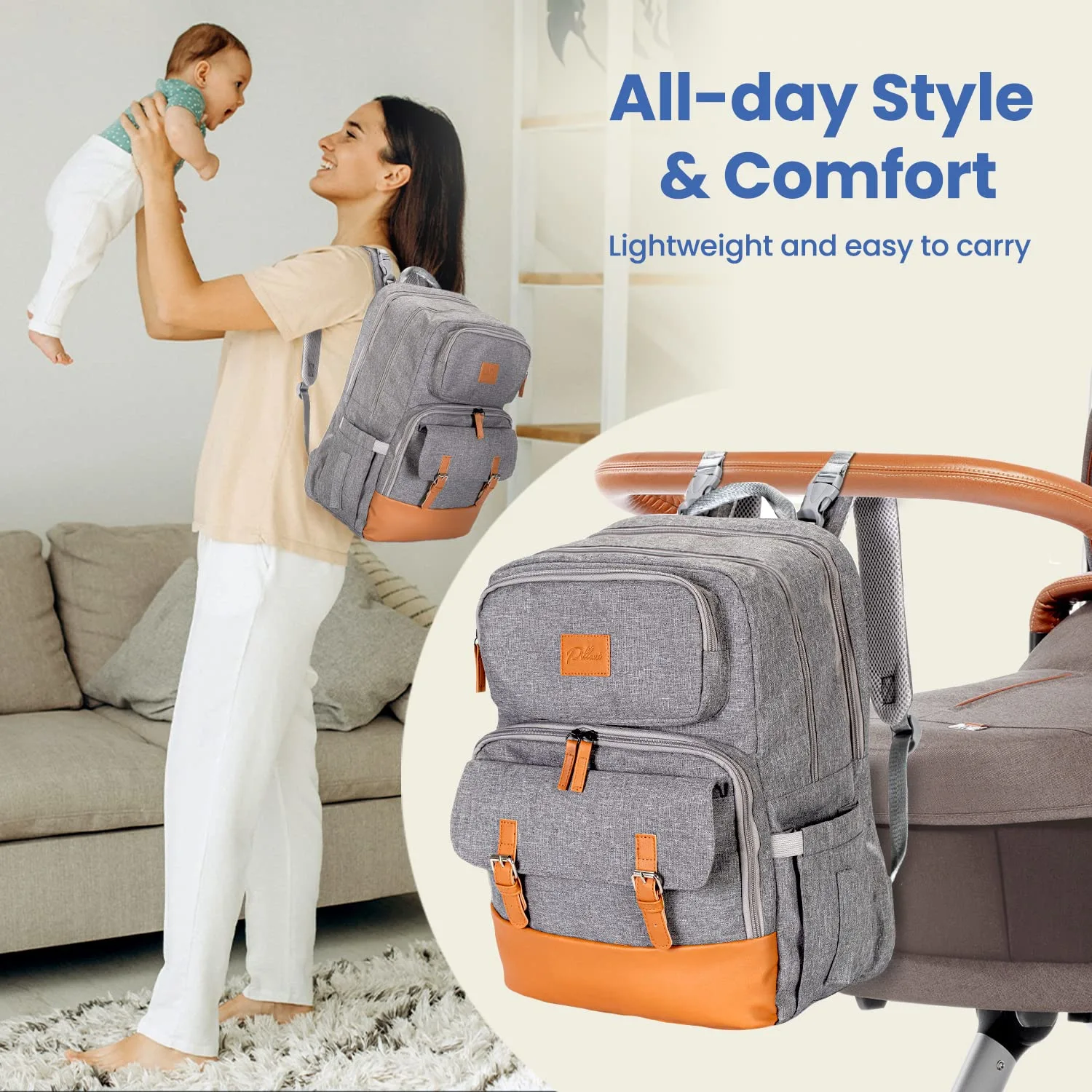 PILLANI Baby Diaper Bag Backpack - Baby Bag for Boys & Girls - Diaper Backpack - Large Travel Diaper Bags with Changing Pad - Baby Registry Search & Baby Shower Gifts - Newborn Essentials Must Haves