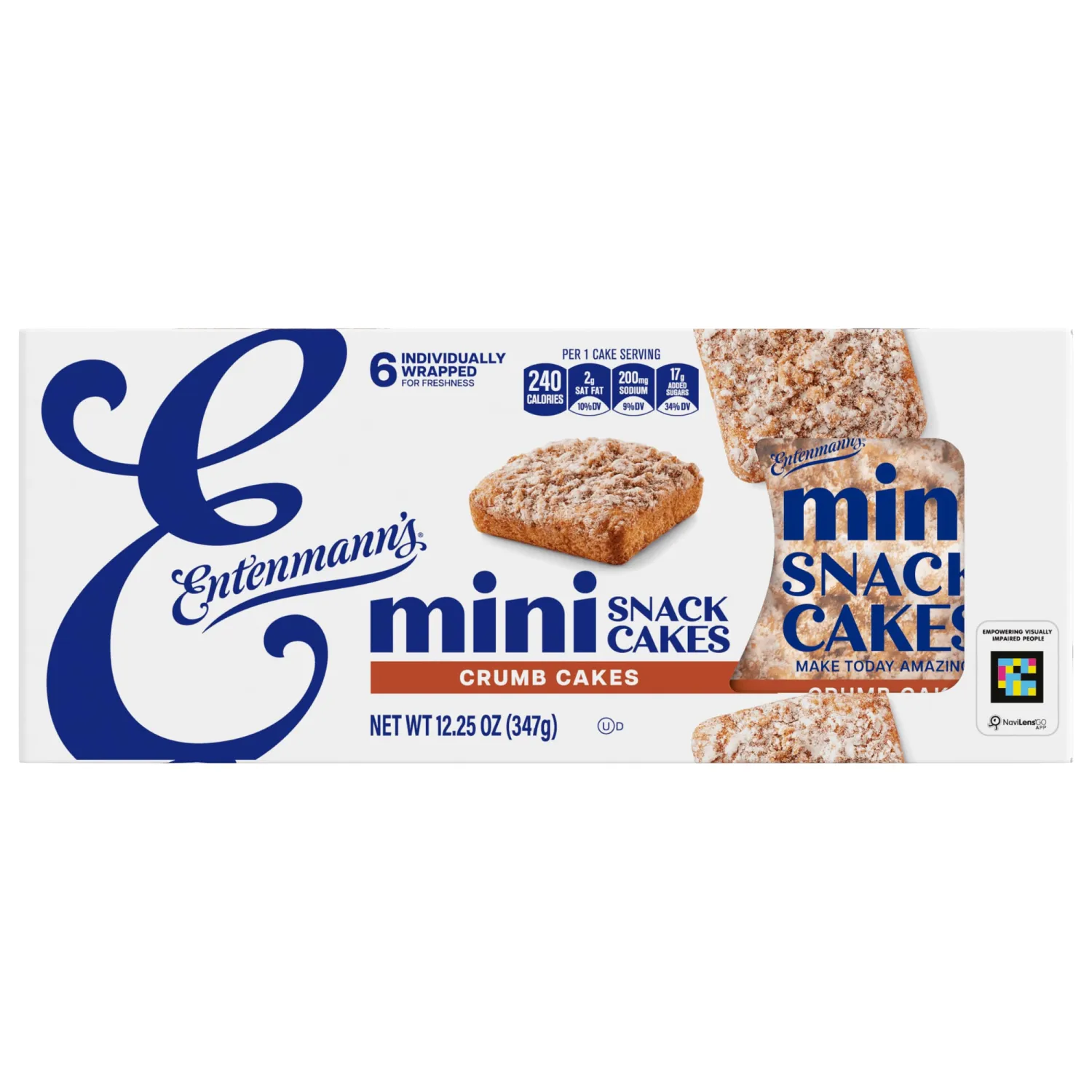 Entenmann's Minis Crumb Cake, Box of Snack Cakes, 12.25 oz, 6 Count