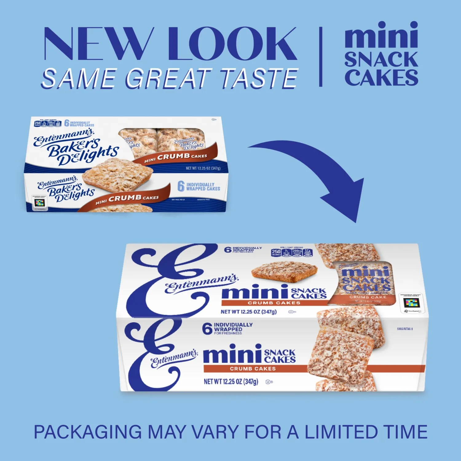 Entenmann's Minis Crumb Cake, Box of Snack Cakes, 12.25 oz, 6 Count
