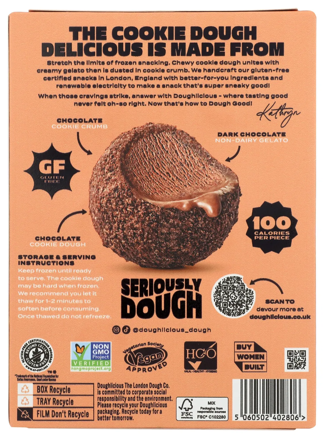 DOUGHLICIOUS Chocolate Truffle Cookie Dough & Gelato Bites, 6.77 OZ