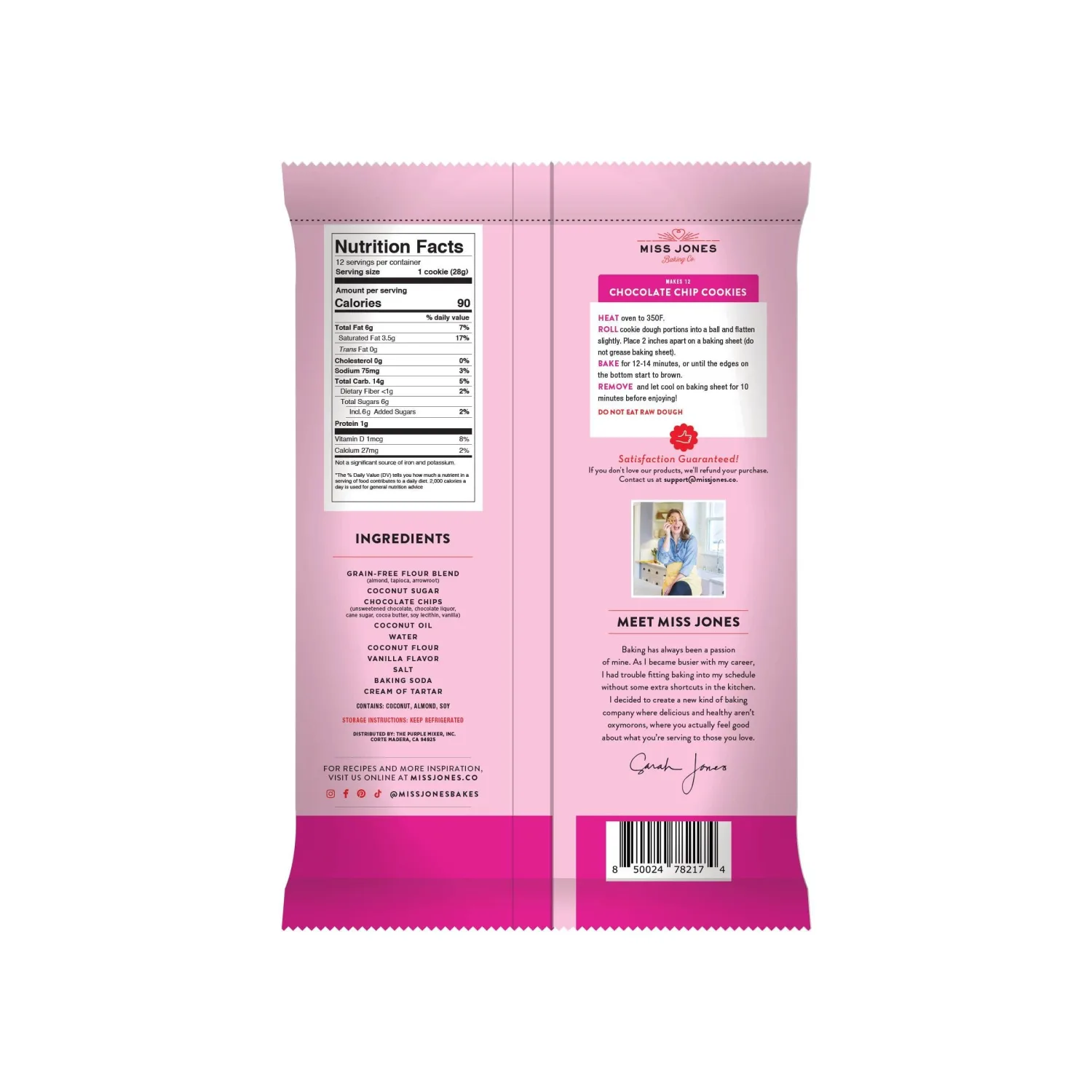 MISS JONES BAKING CO Almond Flour Chocolate Chip Cookie Dough, 11.84 OZ